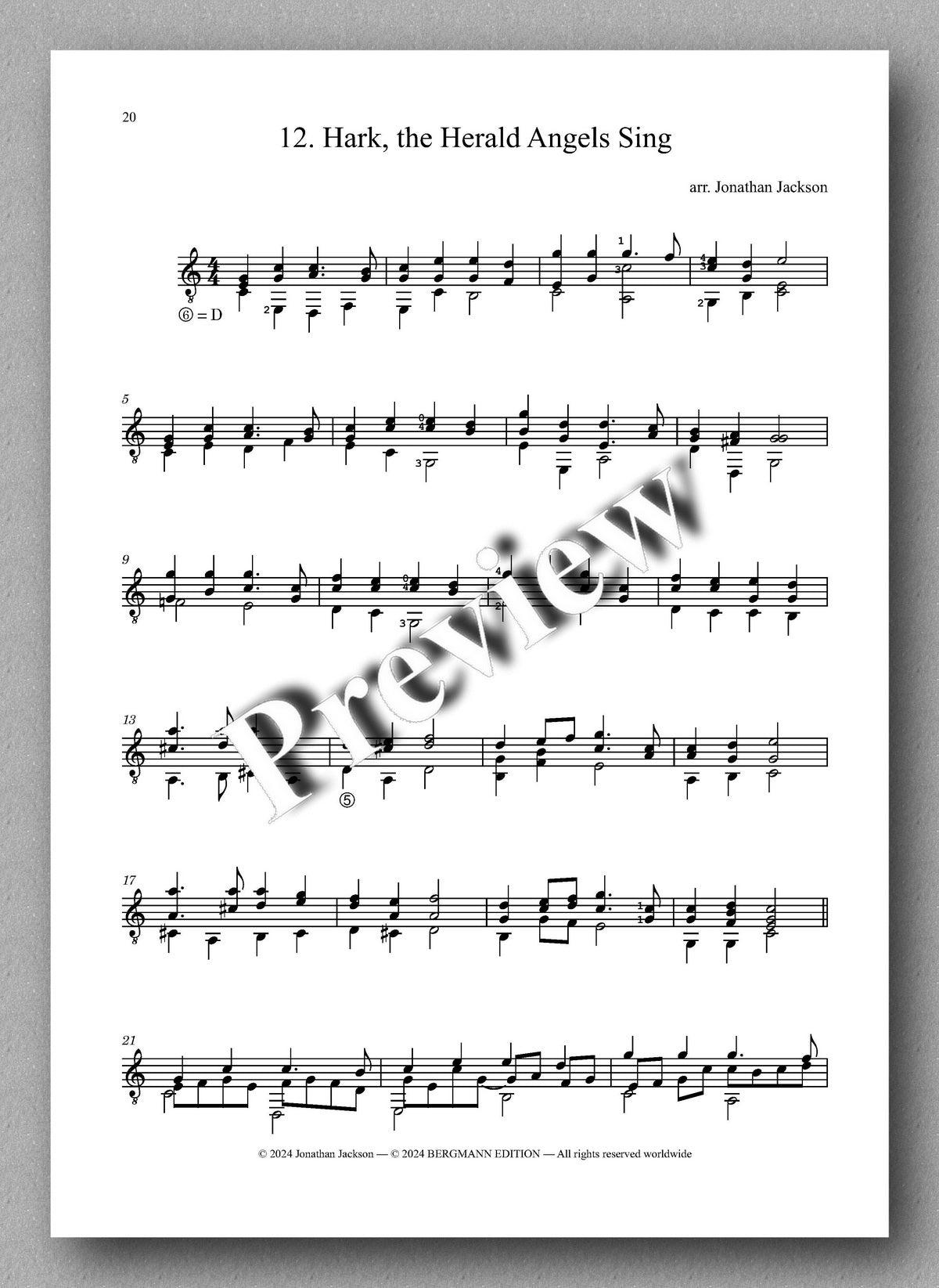 Jackson, 12 Christmas Carols - preview of the music score 4