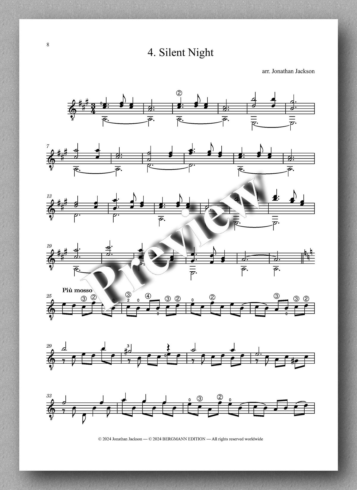 Jackson, 12 Christmas Carols - preview of the music score 2