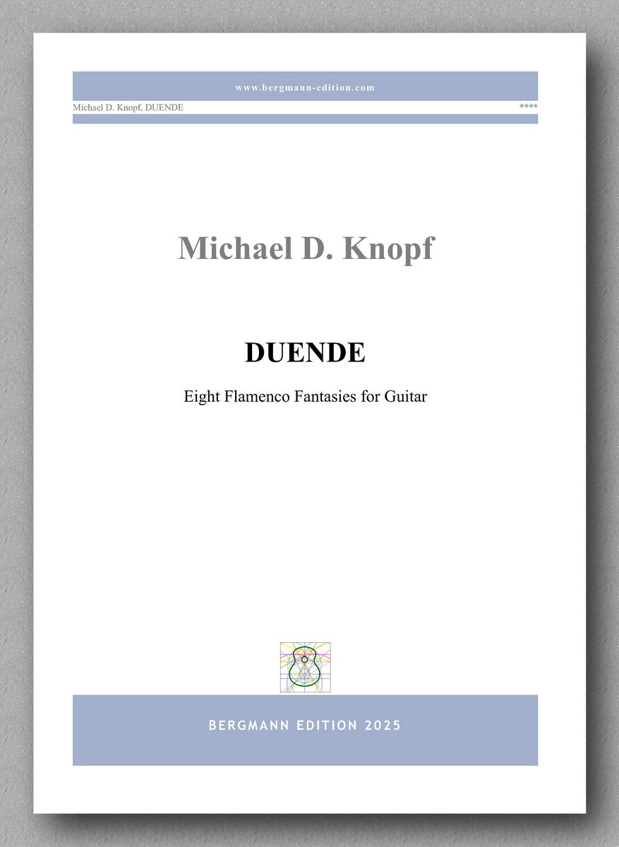 Music sheet cover for 'Duende' by Michael D. Knopf with Bergmann Edition branding.