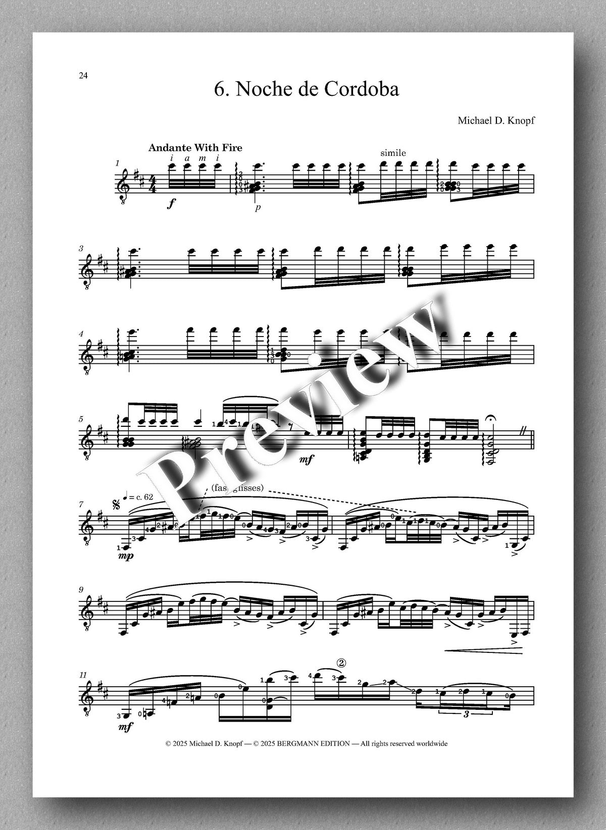 Sheet music for '6. Noche de Cordoba' by Michael D. Koepf on a white background