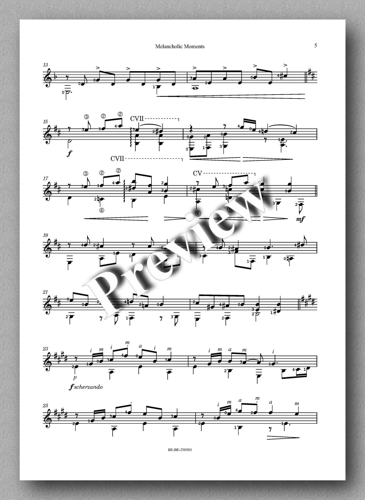 Melancholic Moments by Berndt Leopolder - preview of the music score 2