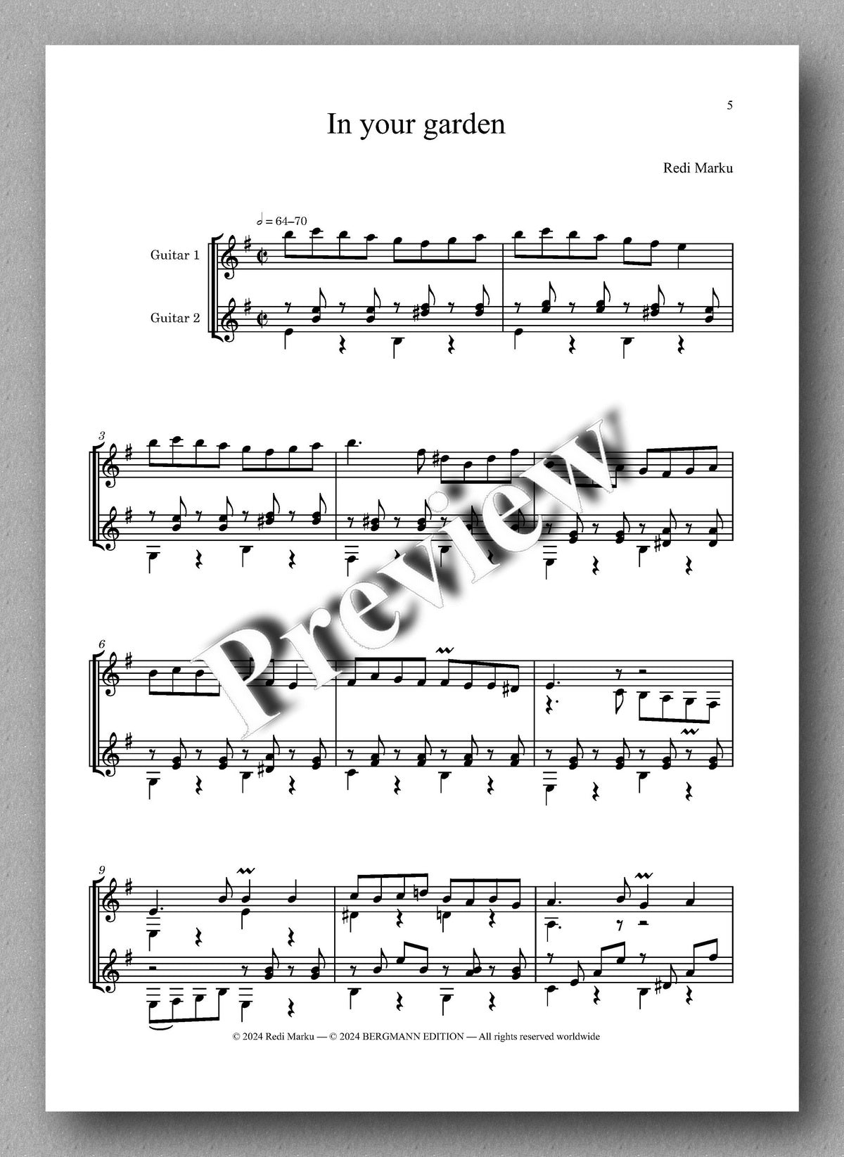 In Your Garden&nbsp;by Redi Marku - preview of the music score 1