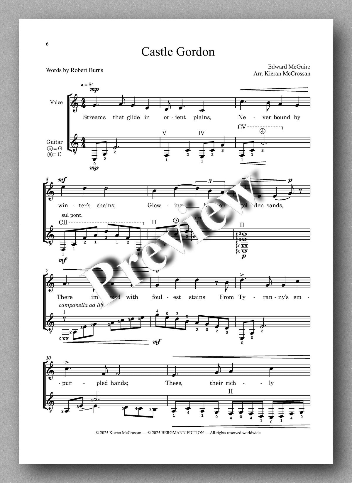 Edward McGuire, Castle Gordon preview of the music score 1
