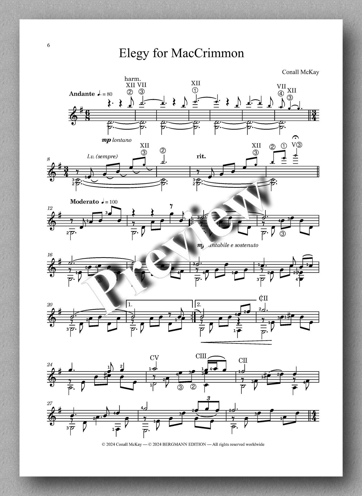 Conall McKay, Elegy for MacCrimmon -   preview of the music score 1