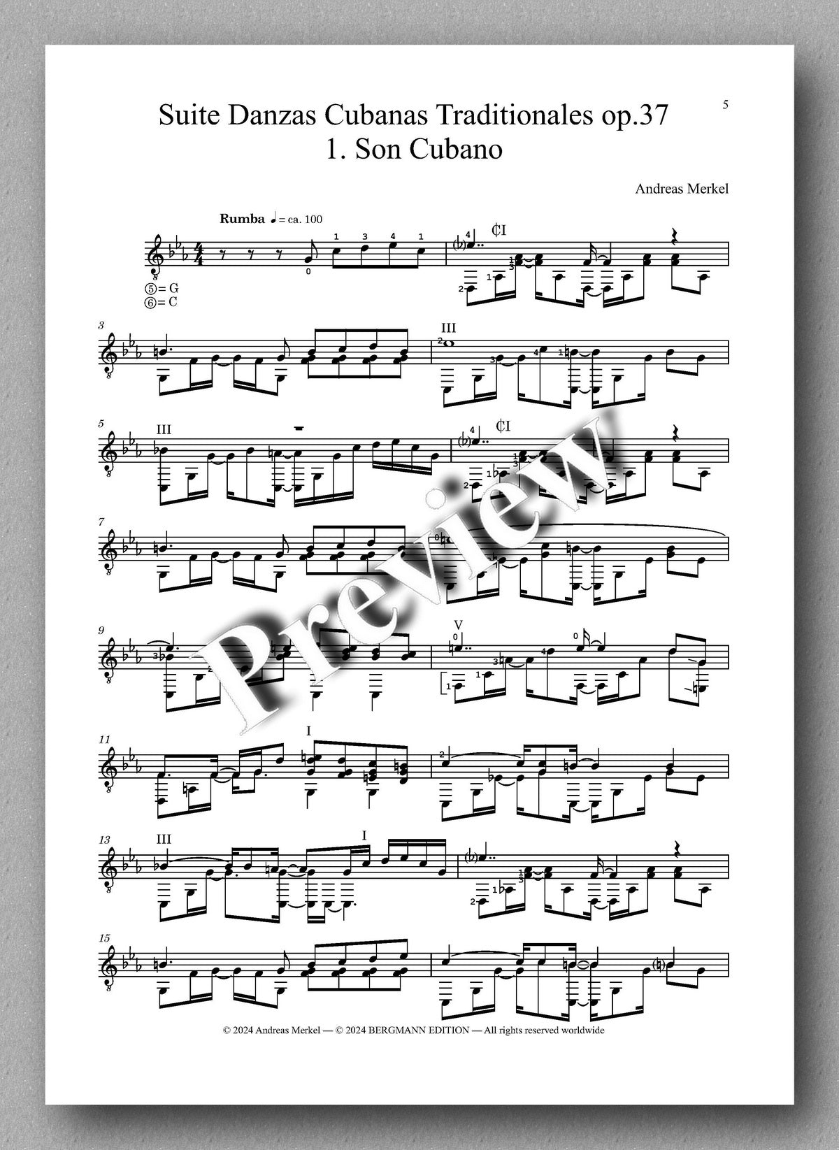Andreas Merkel, Suite Danzas Cubanas Traditionales, op. 37 - preview of the music score 1