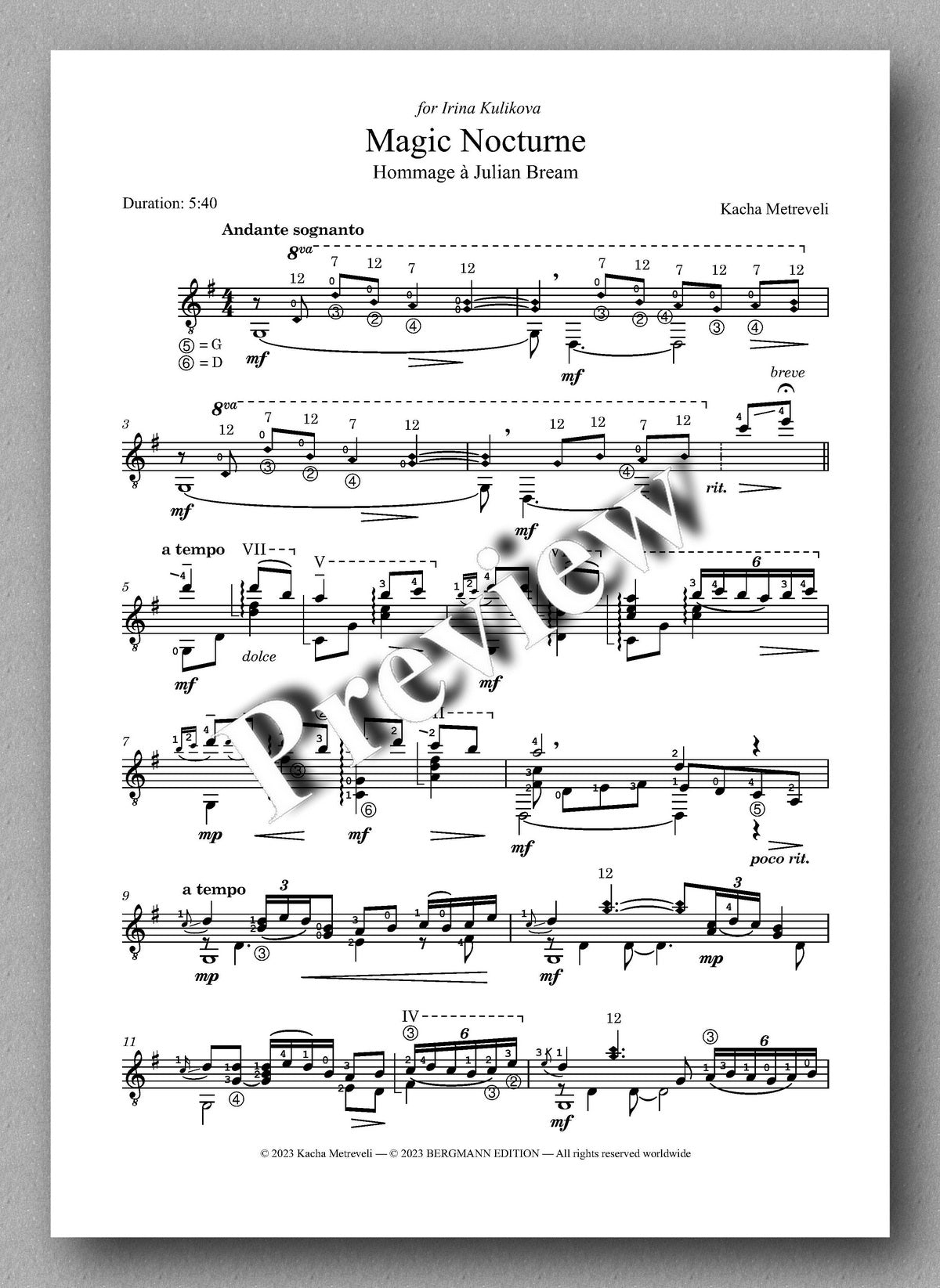 Magic Nocturne by  Kacha Metreveli - preview of the music score 1