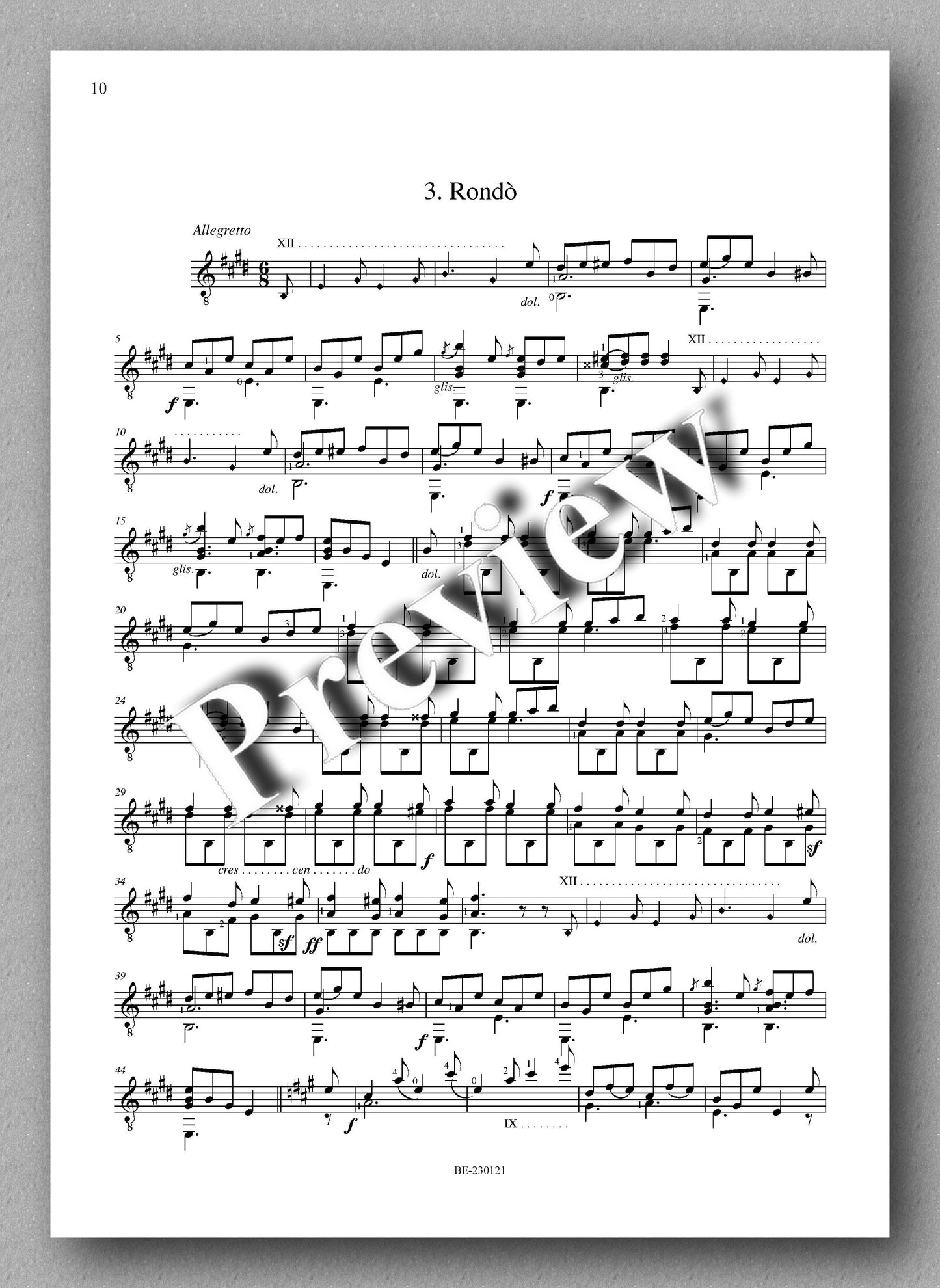 Molino, Collected Works for Guitar Solo, Vol. 33 - preview of the music score 2