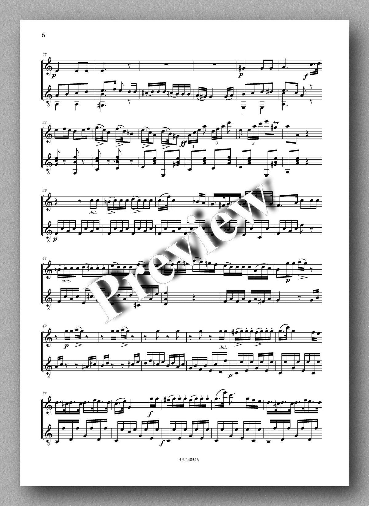 Francesco Molino, Three Duos for Flute or Violin and Guitar (Opus 61) - preview of the music score 3