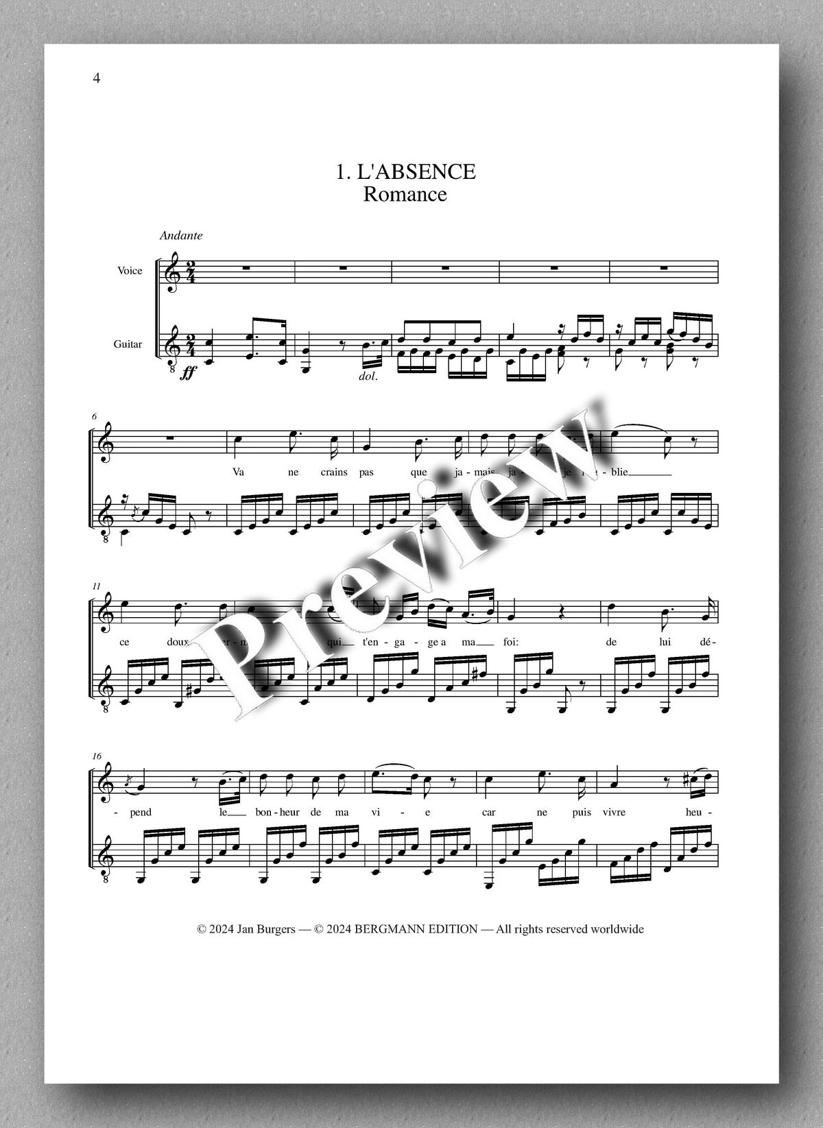 Francesco Molino, 18 Songs with Guitar Accompaniment - preview of the music score 1