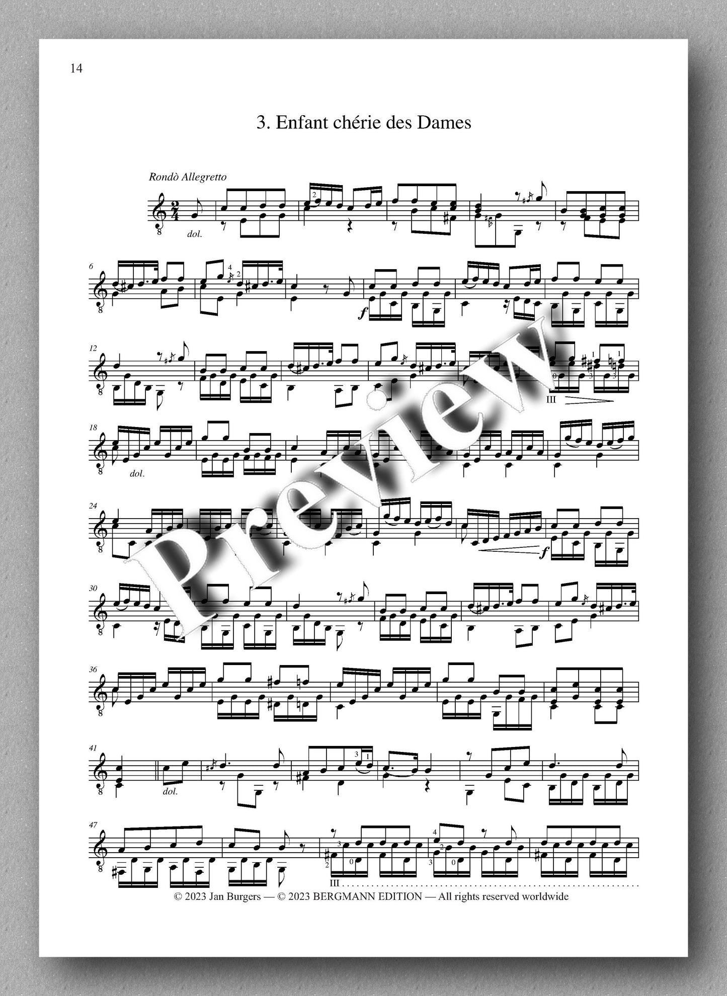 Molino, Collected Works for Guitar Solo, Vol. 19 - preview of the music score 3