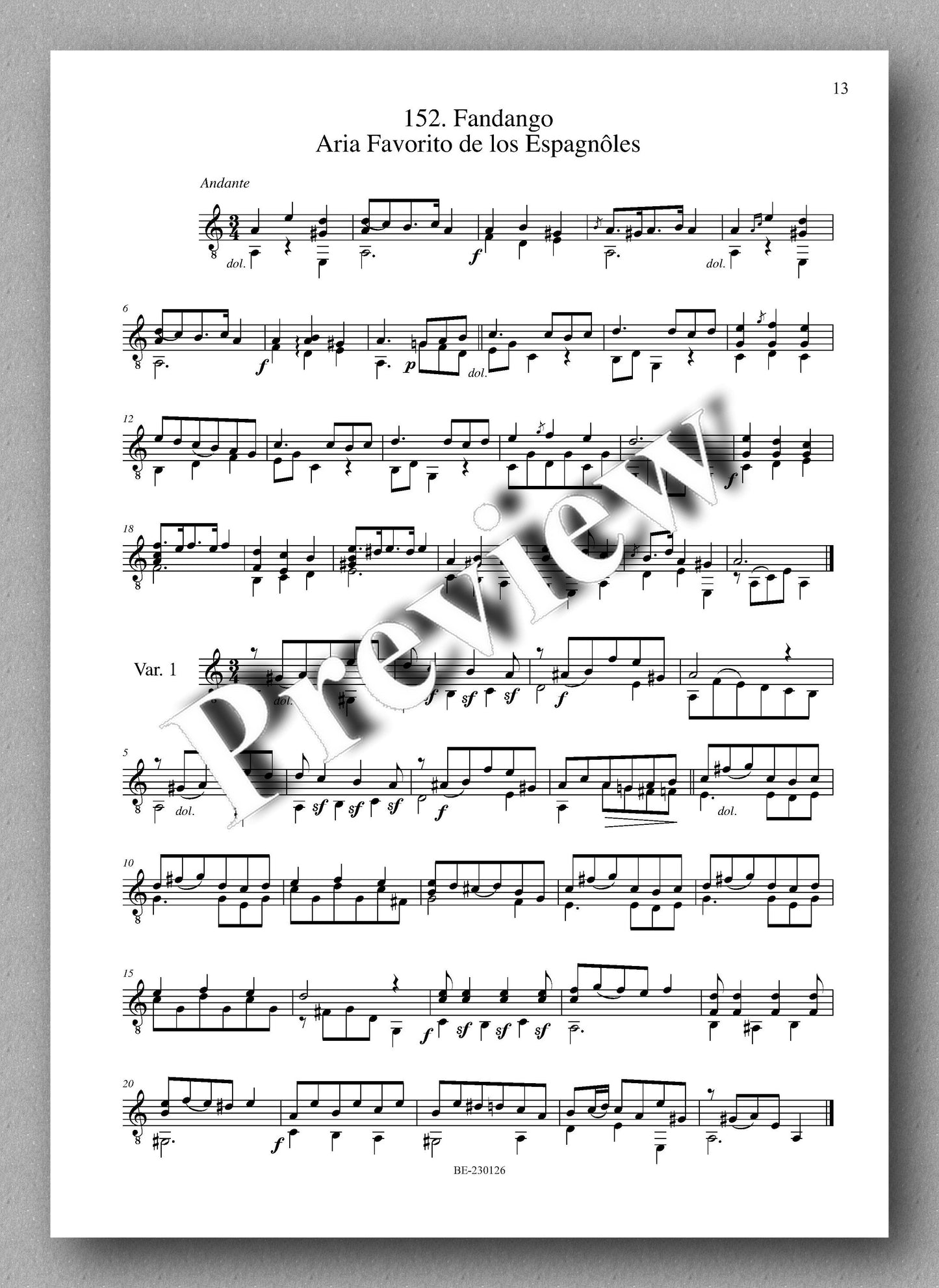 Molino, Collected Works for Guitar Solo, Vol. 38 - preview of the music score 3