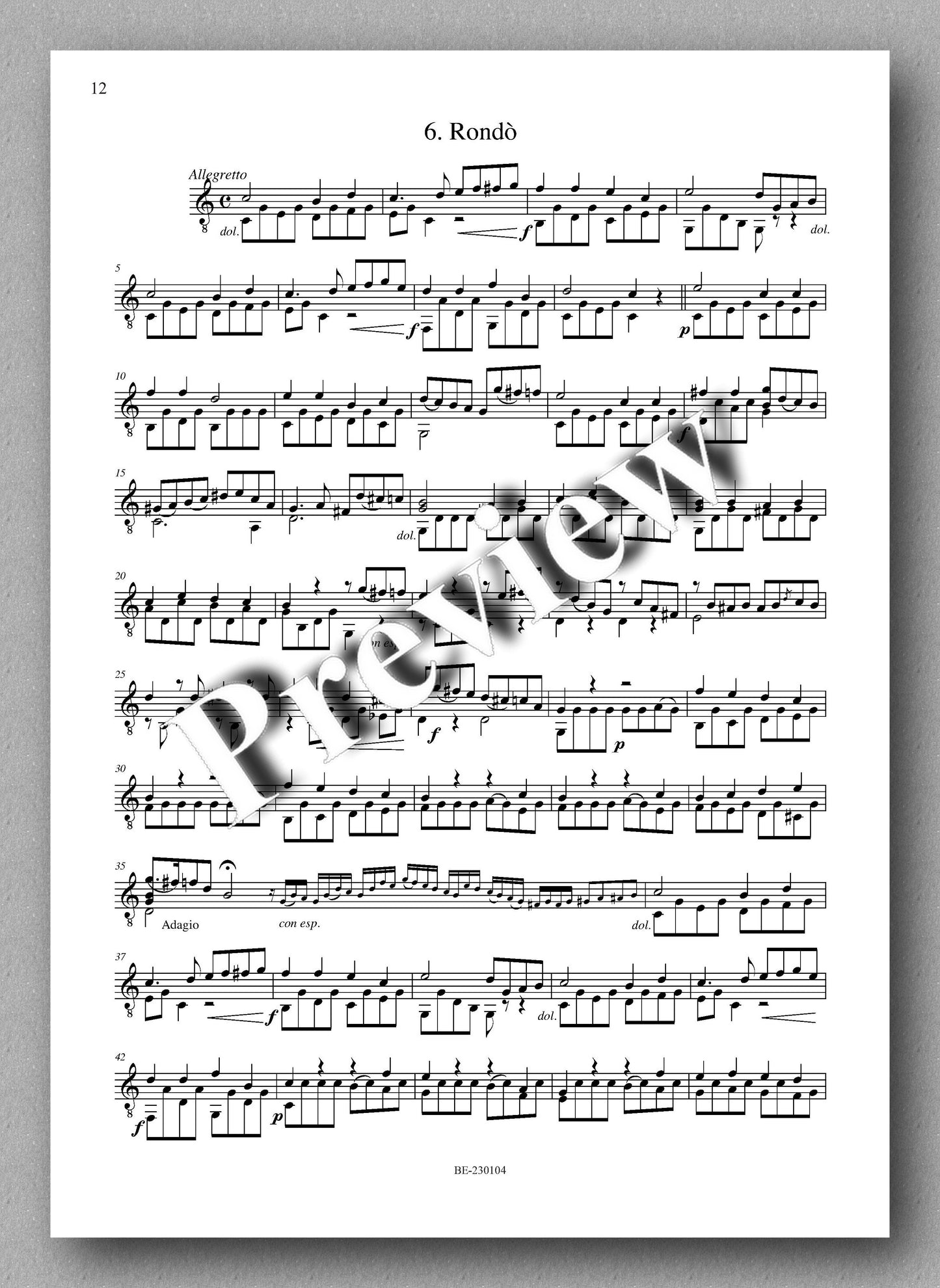 Molino, Collected Works for Guitar Solo, Vol. 16 - preview of the music score 3