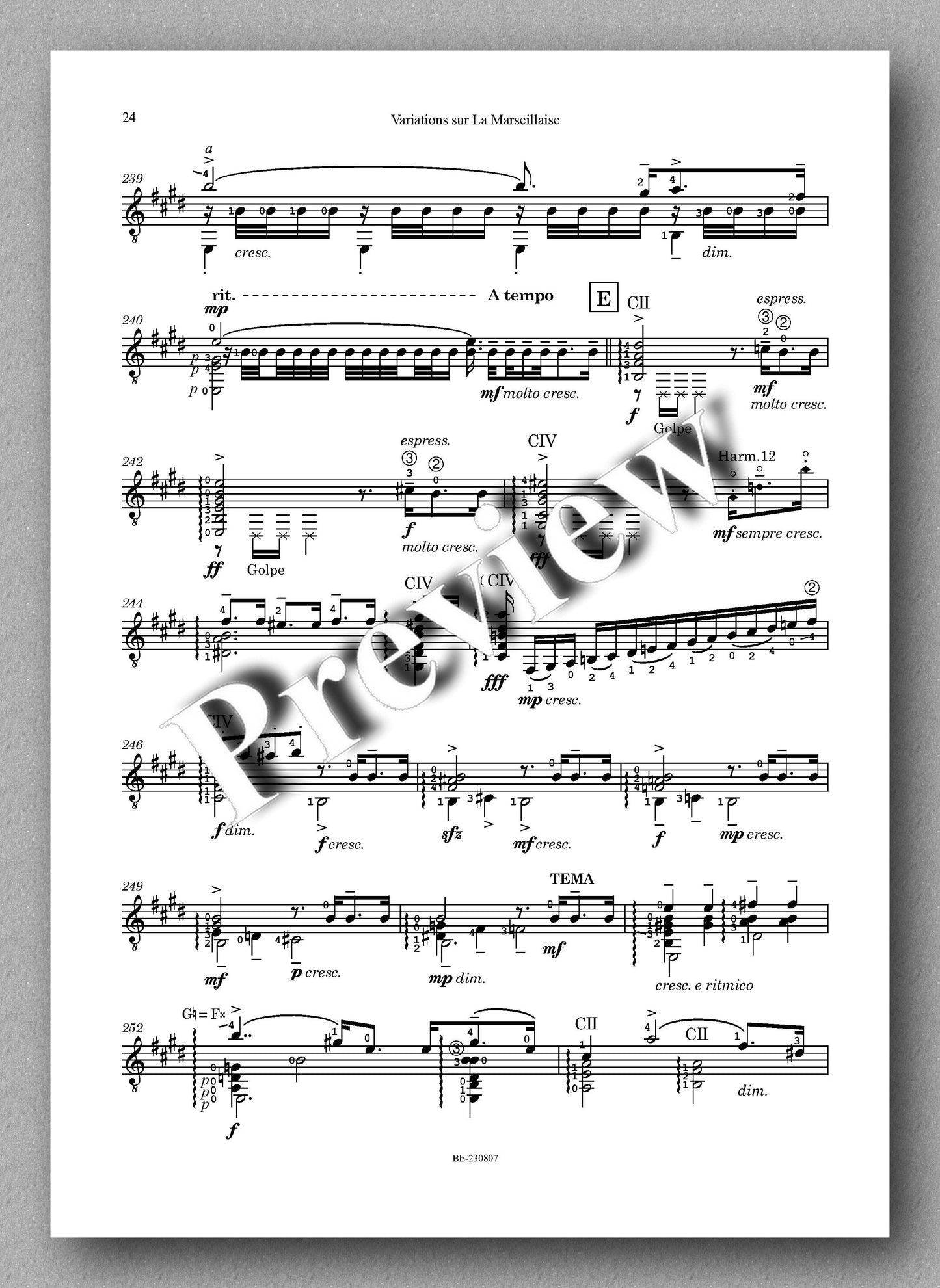 Colette Mourey, Variations sur La Marseillaise - preview of the music score 5