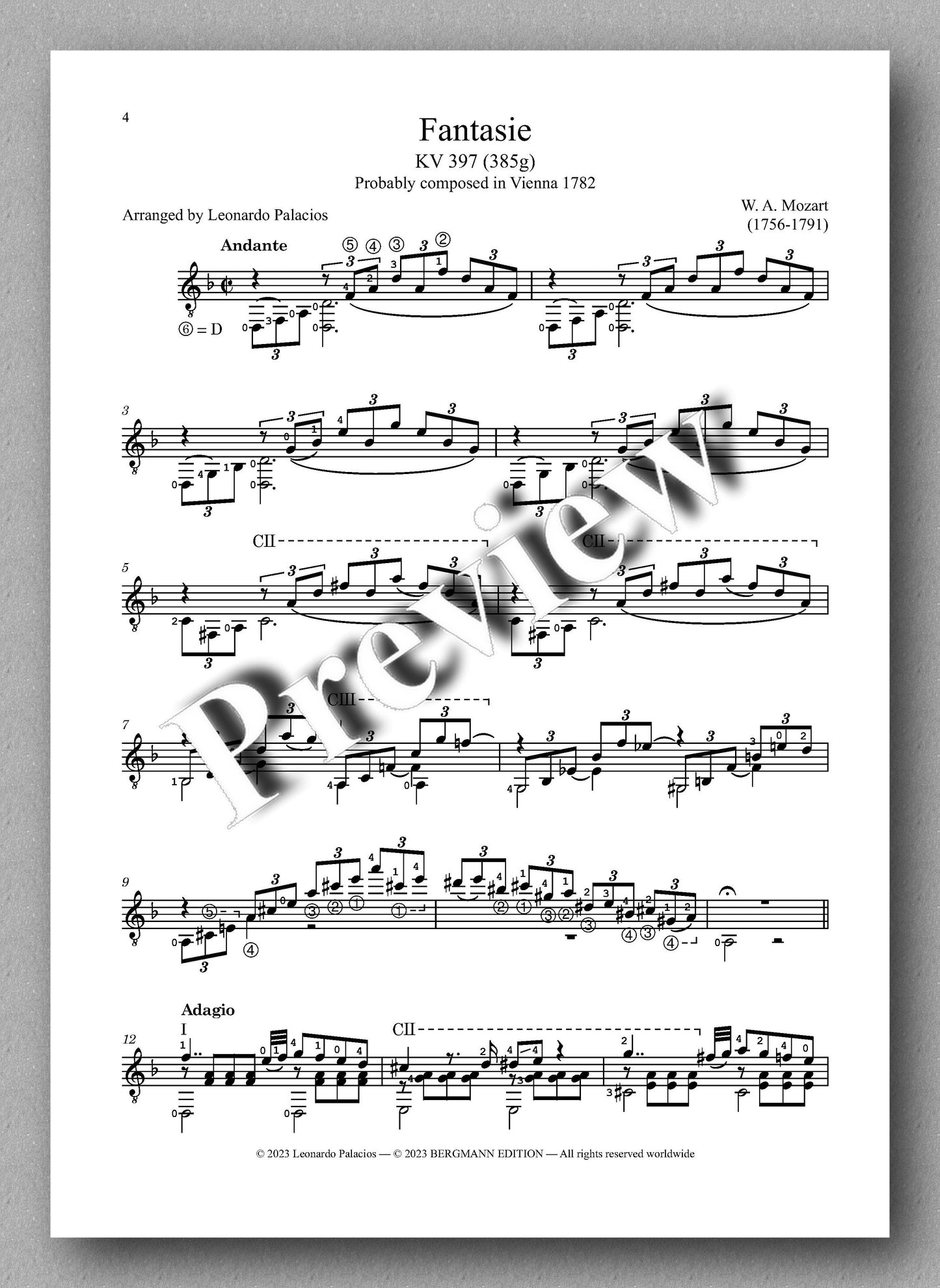 Mozart-Palacios, Fantasie, KV 397 - preview of the music score 1