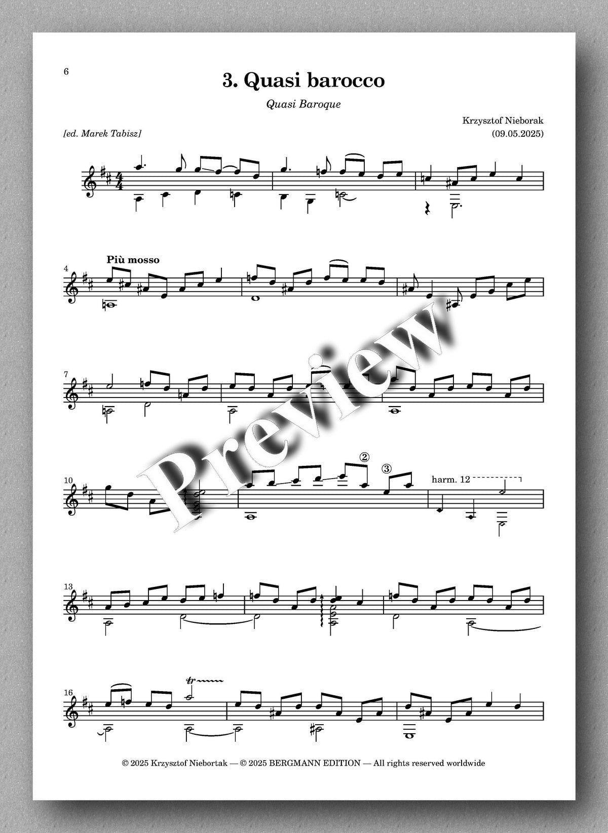 Krzysztof Nieborak, Suite de estilo antiguo, preview of the music score 2