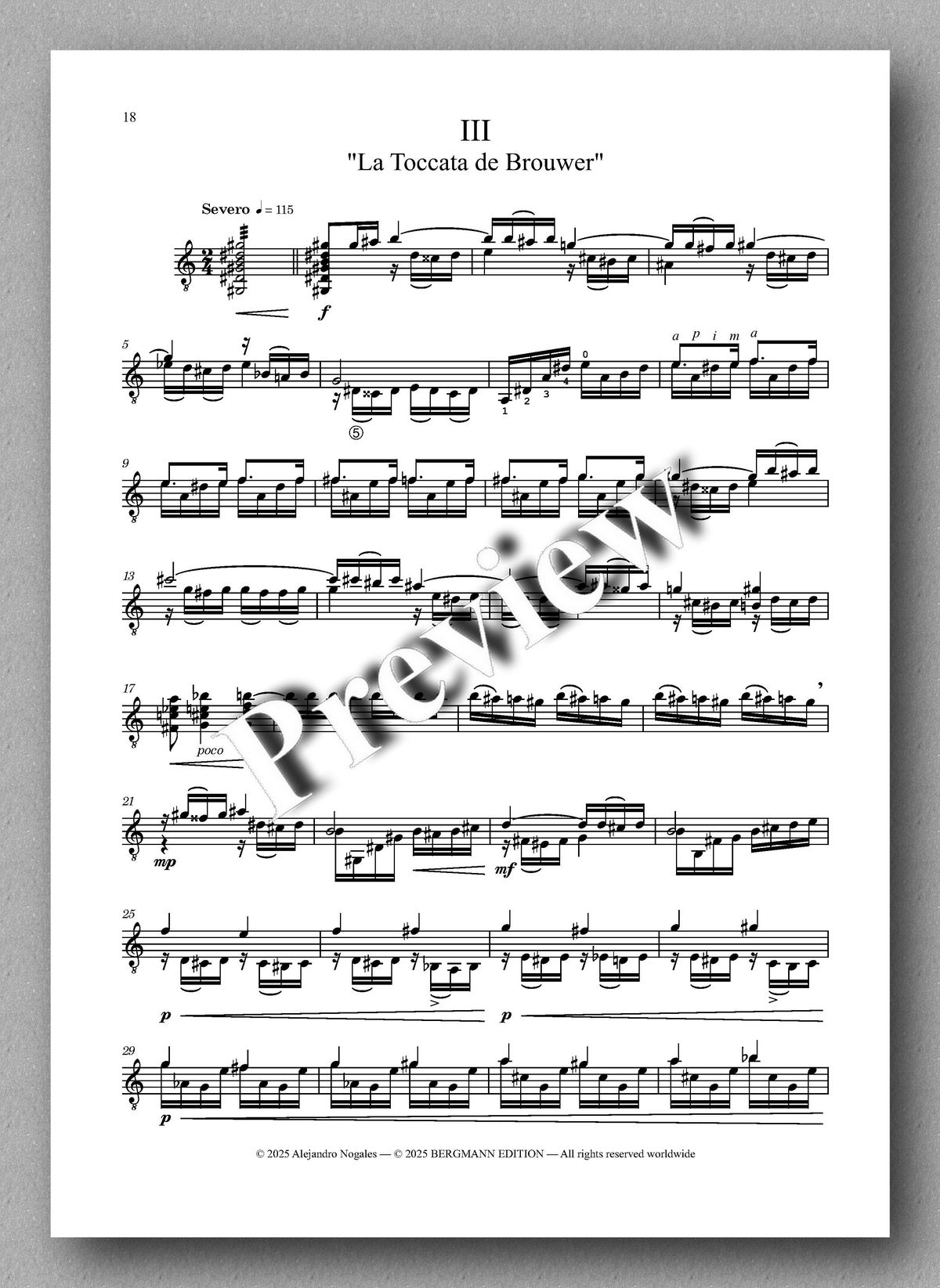 Sheet music for 'La Toccata de Brouwer' with musical notation on a white background