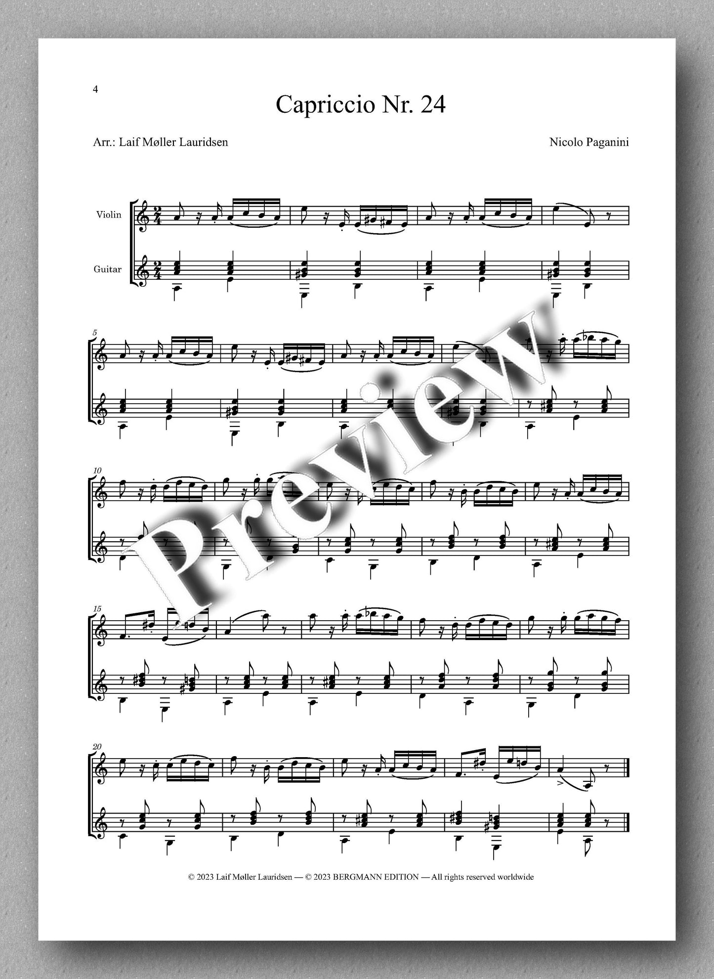 Nicolo Paganini, Capriccio Nr. 24 - preview of the music score 1