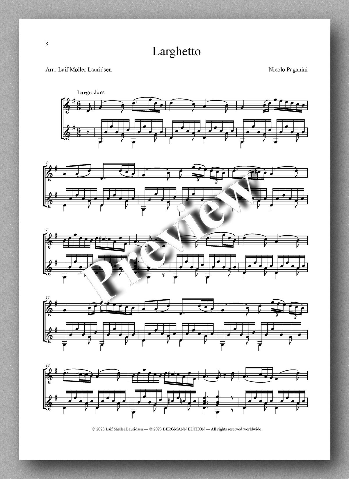 Nicolo Paganini, Six Pieces - preview of the music score 2