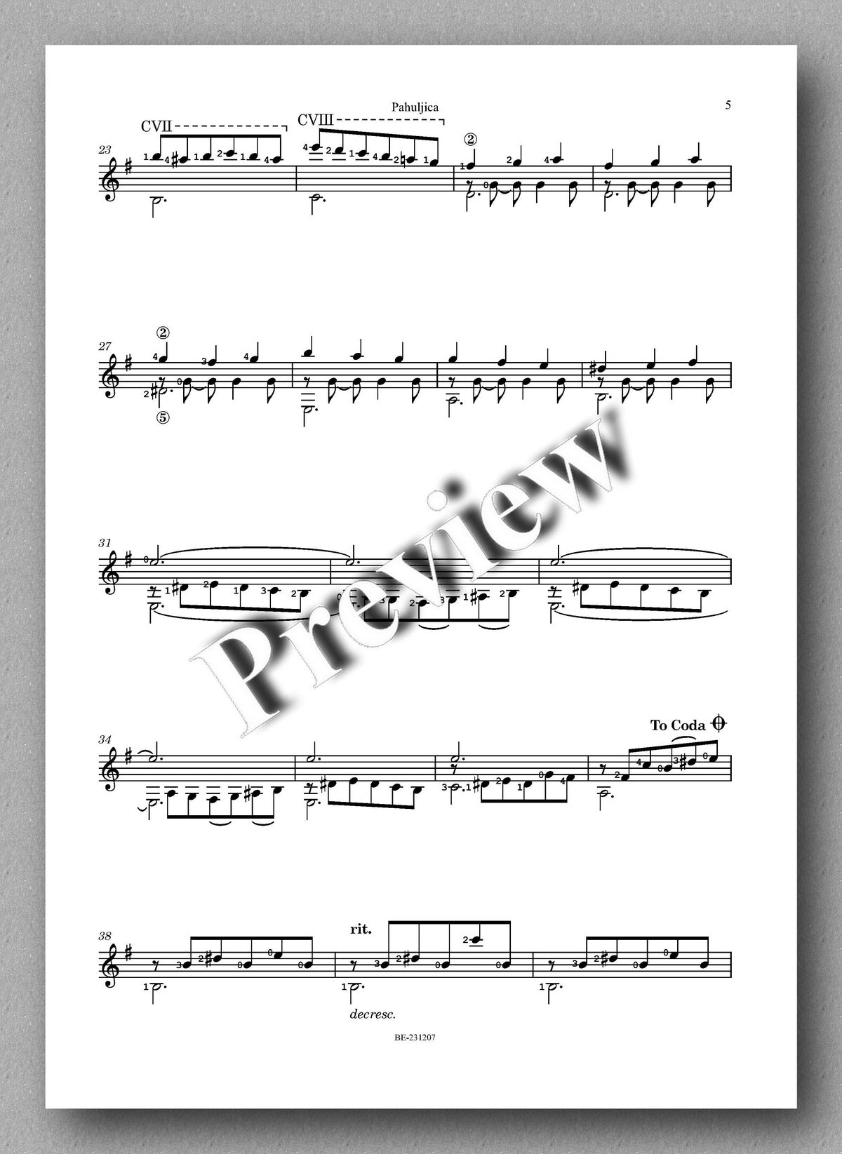 “Pahuljica” - Miniature no. 3 by Filip Alilovic - preview of the music score 2