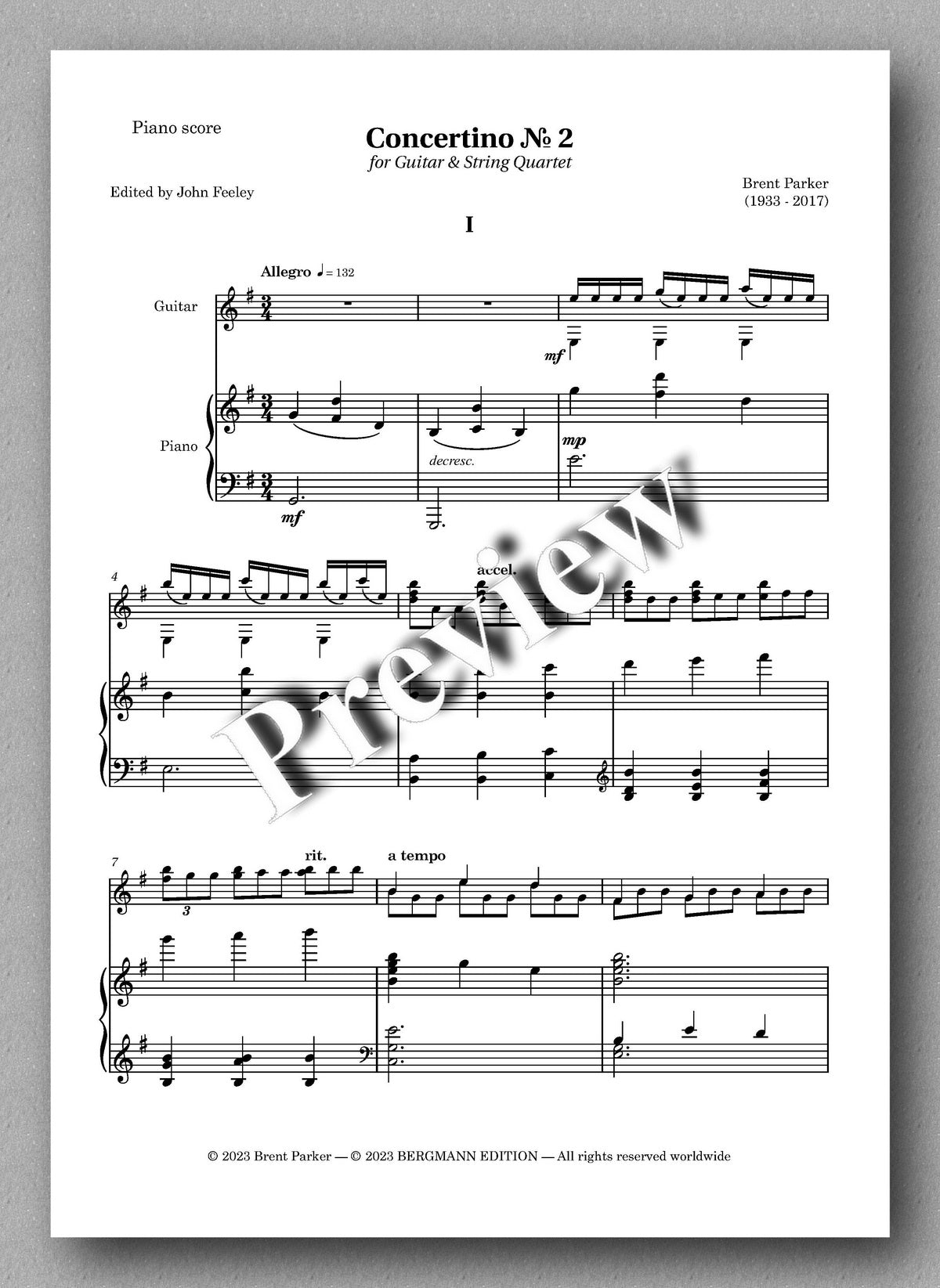 Concertino № 2 by Brent Parker - preview of the music score 1