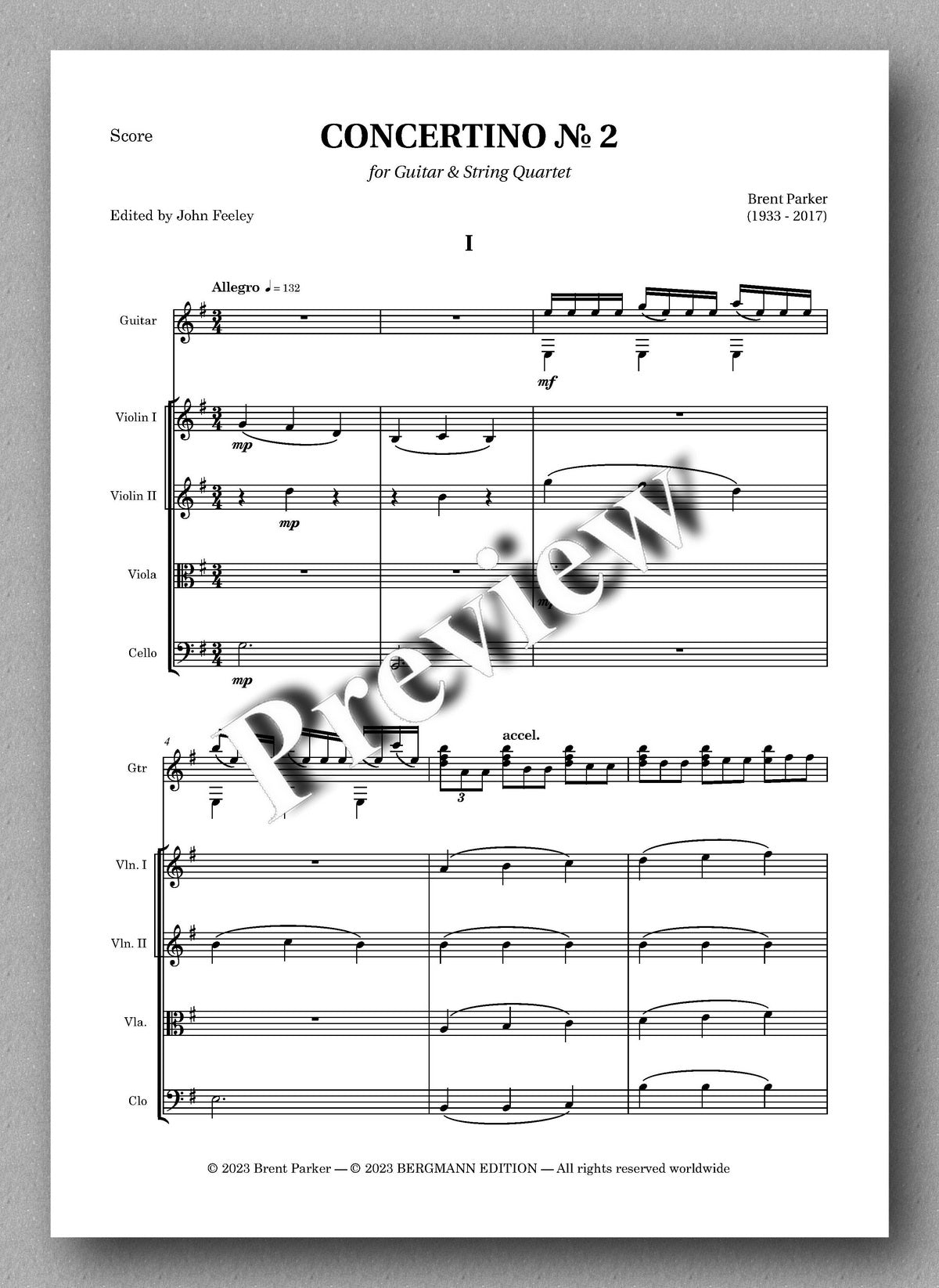 Concertino № 2 by Brent Parker - preview of the music score 1