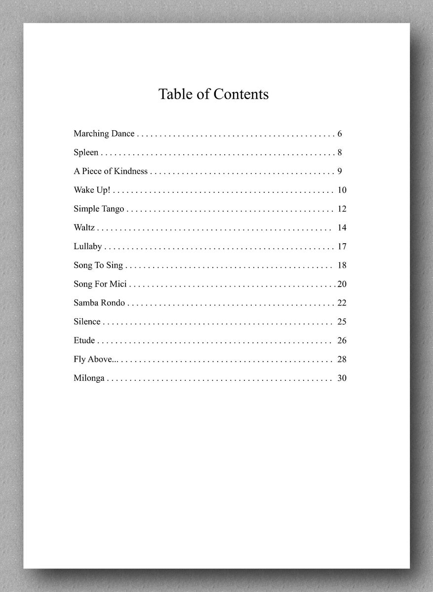 Tamás Péntek, Characters - preview of the Table of Contents