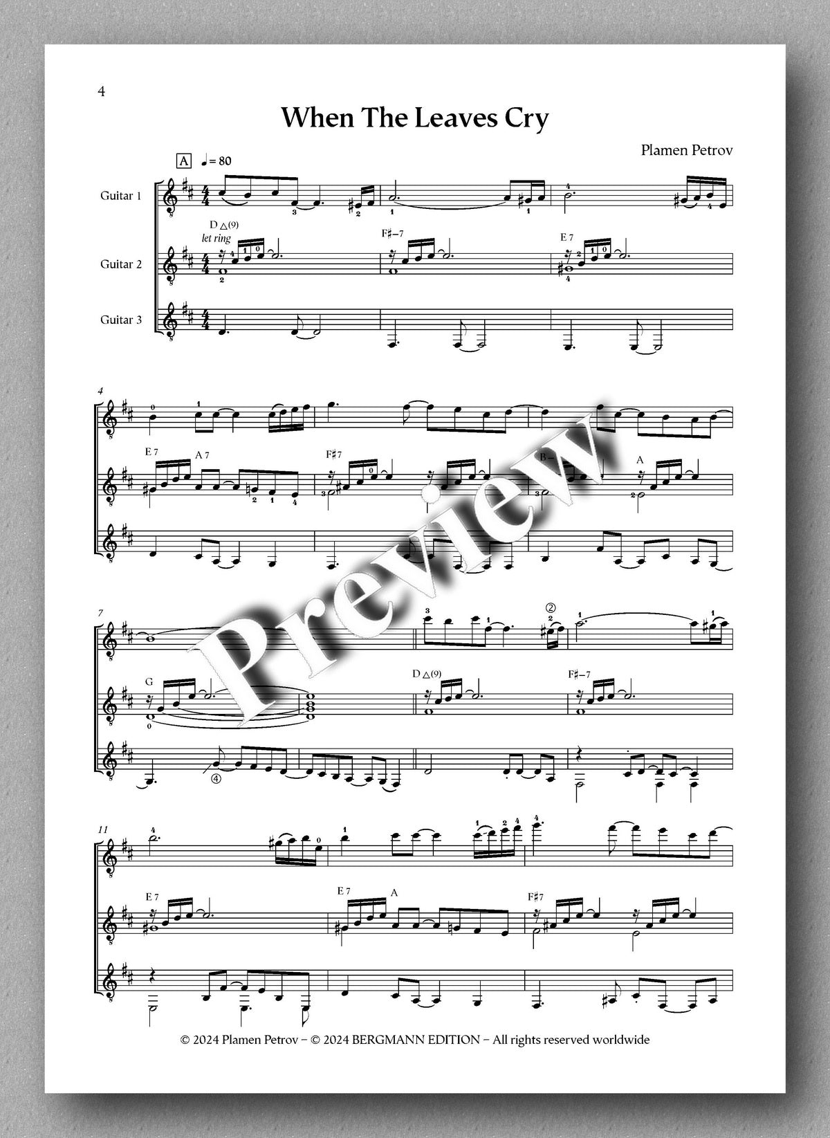 Plamen Petrov, When the Leaves Cry - preview of the music score 1