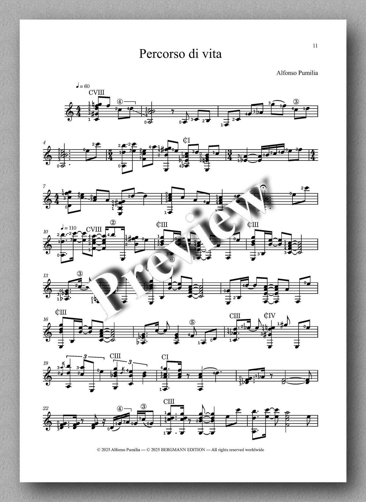 Alfonso Pumilia, Eight Pieces for Guitar - preview of the music score 2