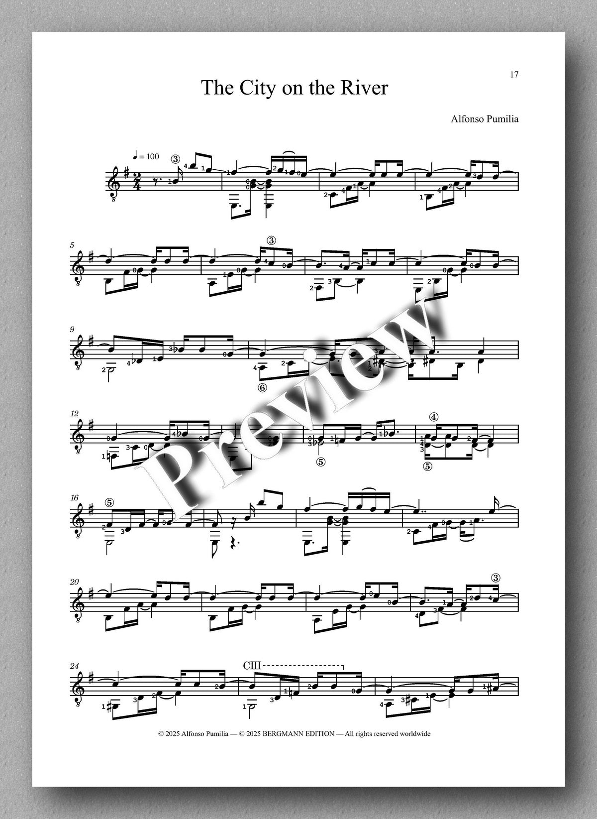 Alfonso Pumilia, Eight Pieces for Guitar - preview of the music score 3
