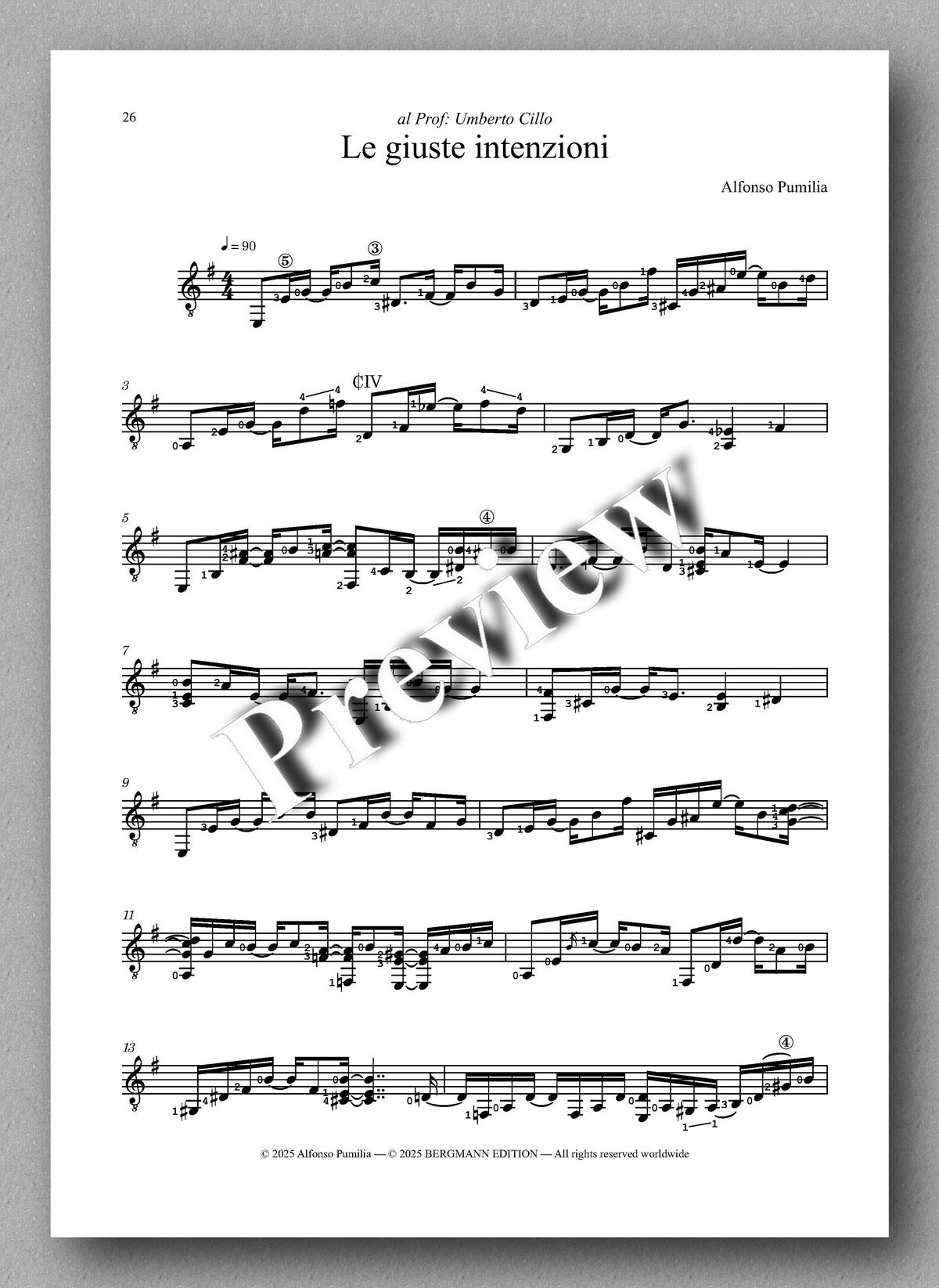 Alfonso Pumilia, Eight Pieces for Guitar - preview of the music score 4