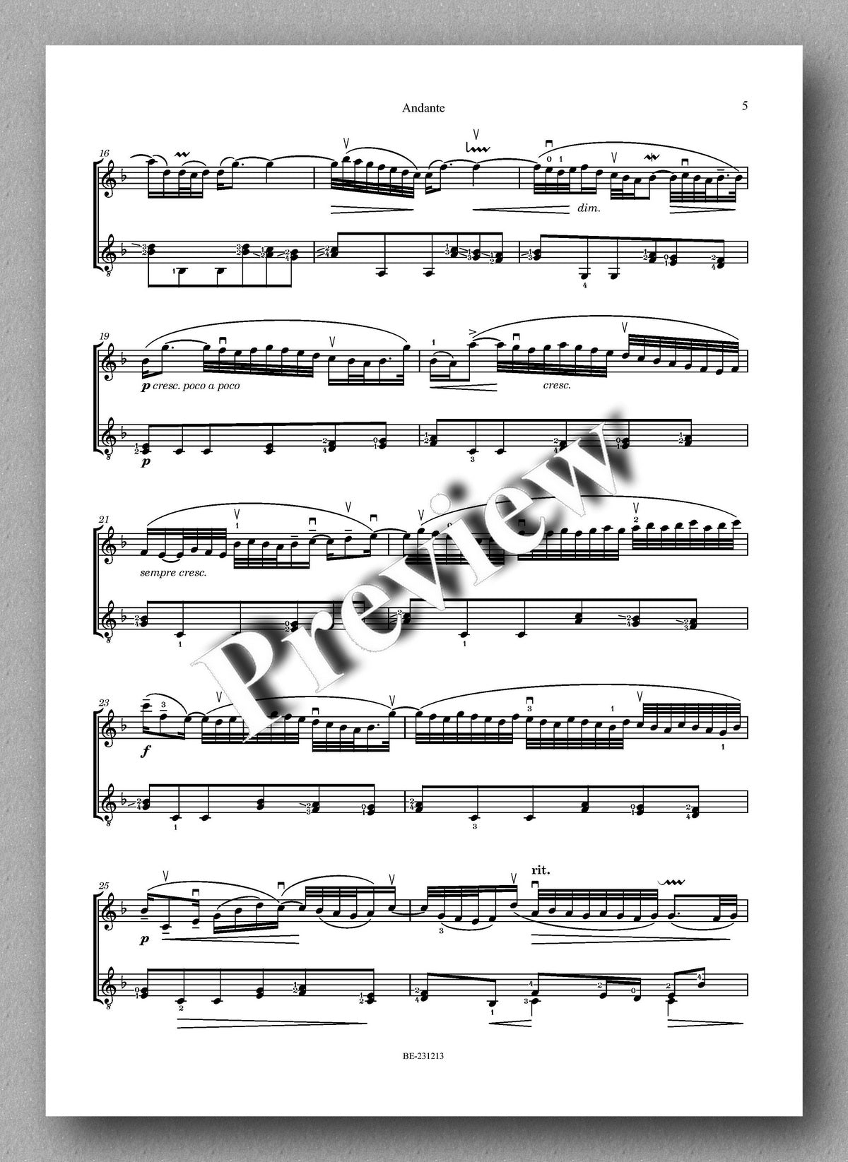Ferdinand Rebay, Andante aus dem Italienischen Konzert von J.S. Bach - preview of the music score 2