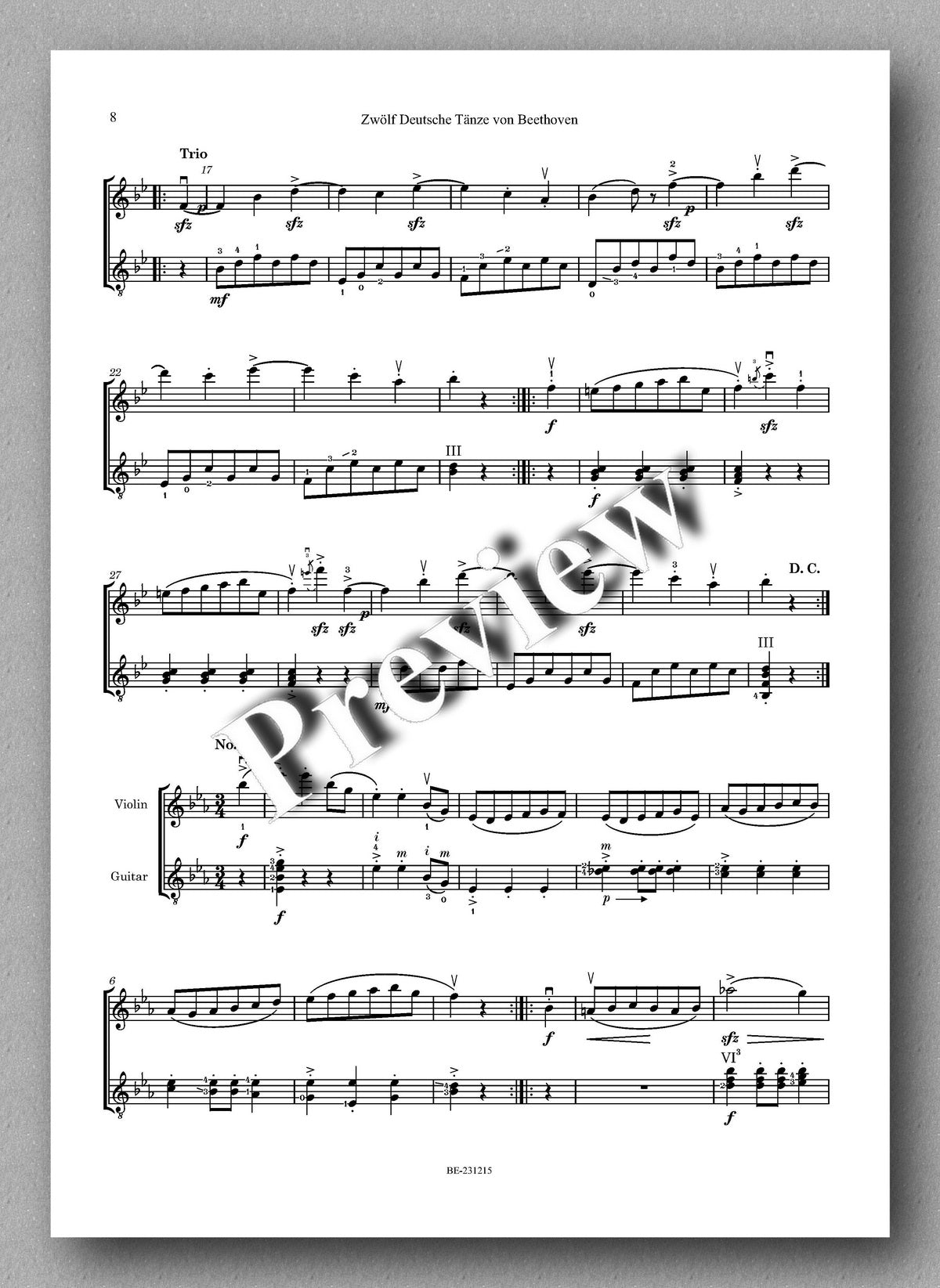 Ferdinand Rebay, Zwölf Deutsche Tänze von Beethoven - preview of the music score 2
