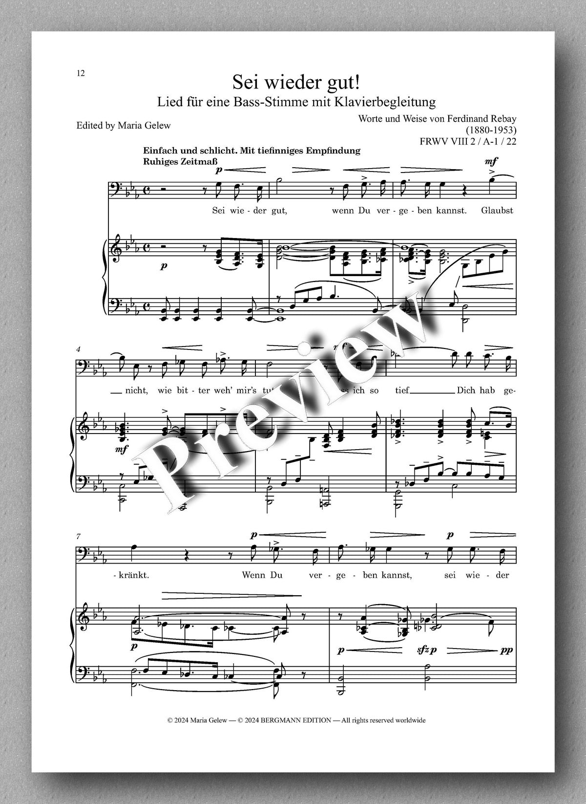 Rebay, Lieder No. 17, Lieder nach eigenen Texten - preview of the music score 2