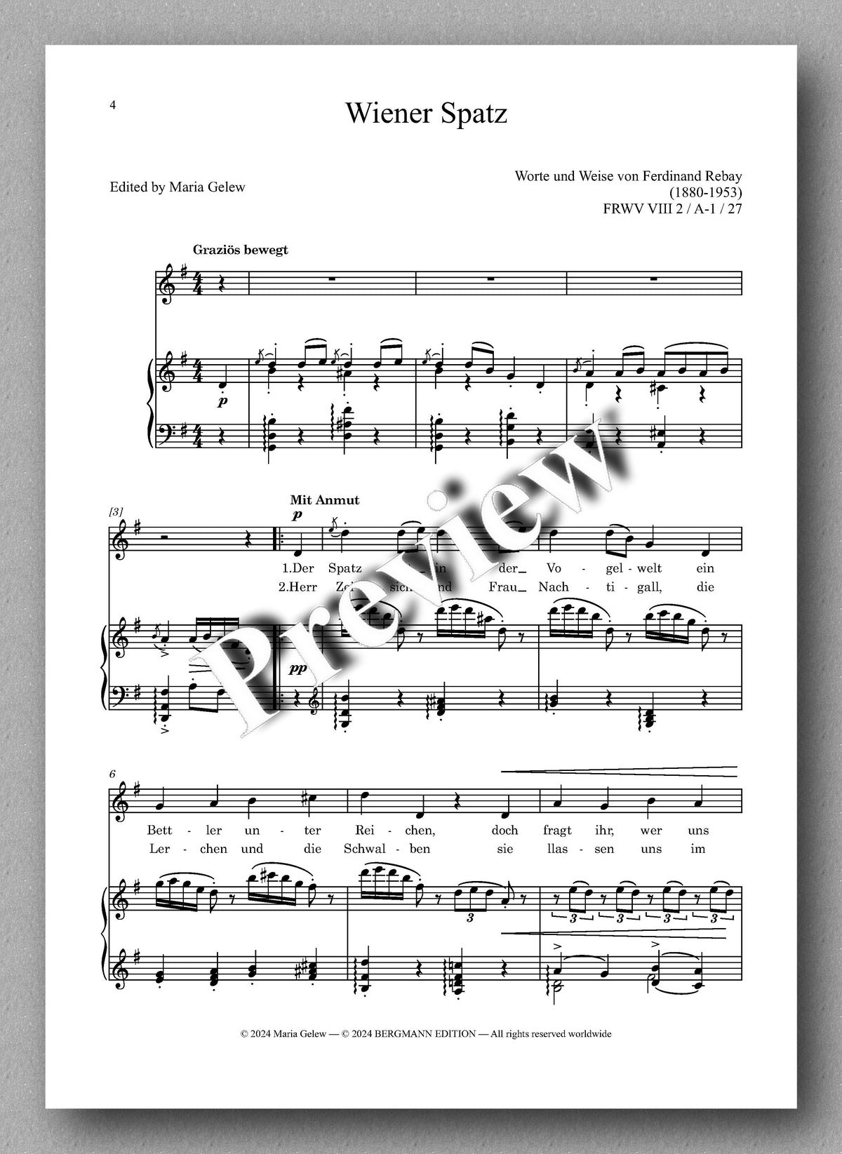 Rebay, Lieder No. 17, Lieder nach eigenen Texten - preview of the music score 1