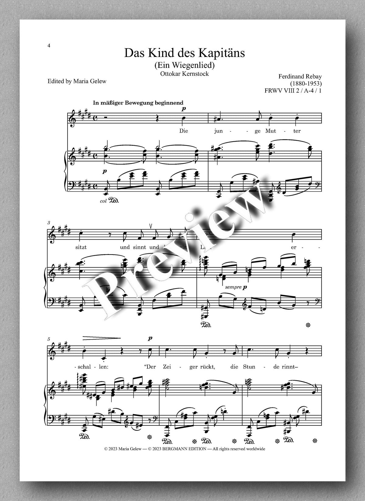 Ferdinand Rebay, Lieder nach Gedichten von Ottokar Kernstock und Kurt Falk - preview of the music score 1