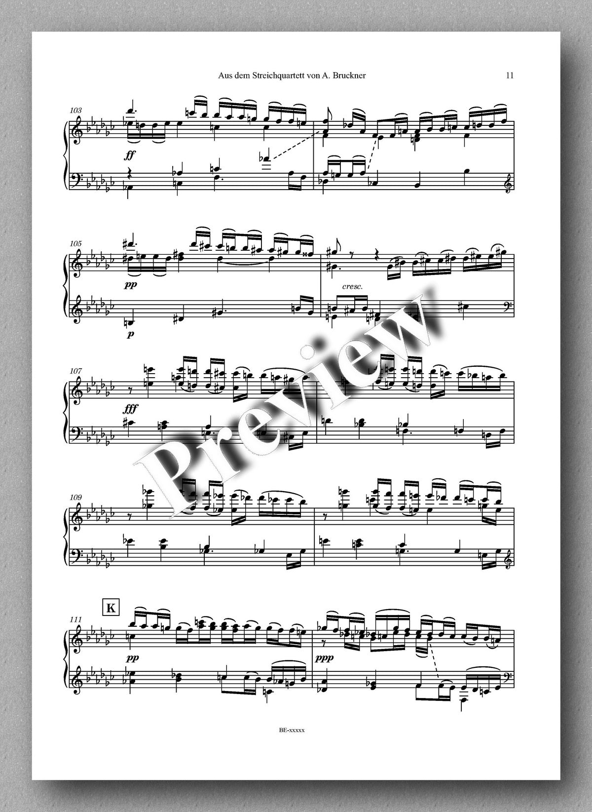 Ferdinand Rebay, Aus dem Streichquartett von A. Bruckner - preview of the music score 3