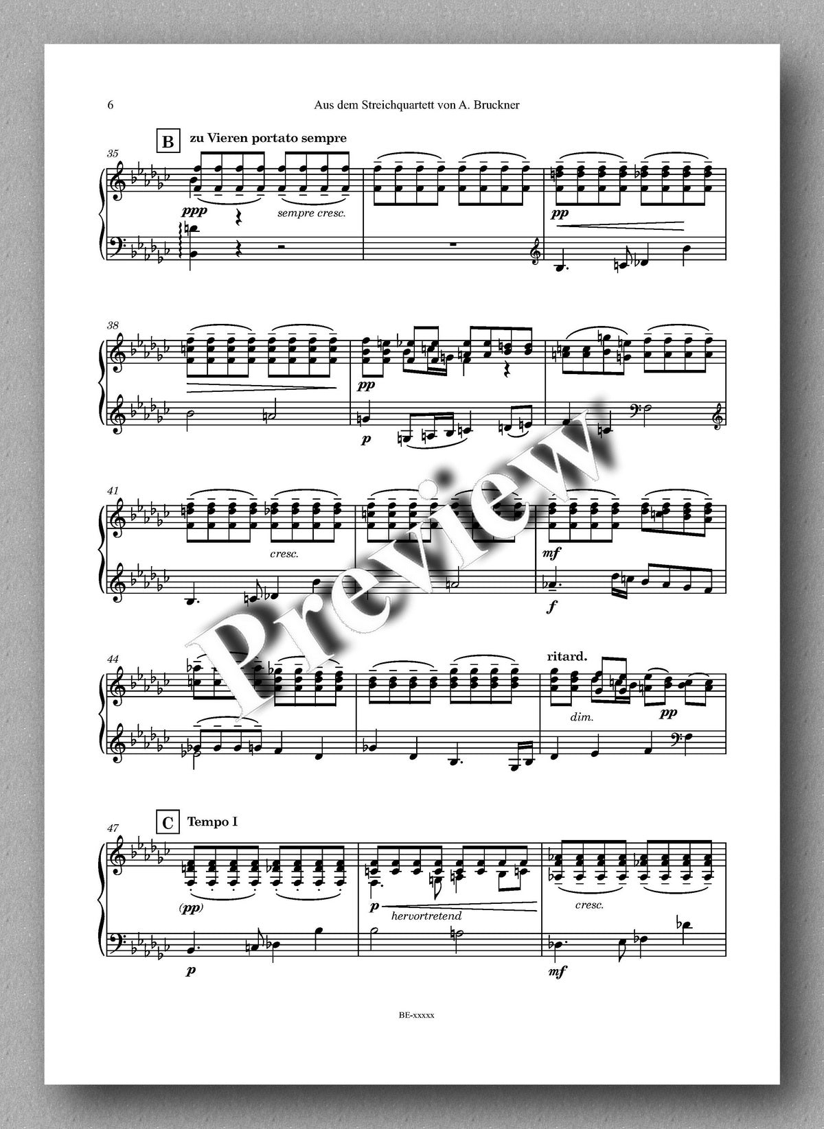 Ferdinand Rebay, Aus dem Streichquartett von A. Bruckner - preview of the music score 2