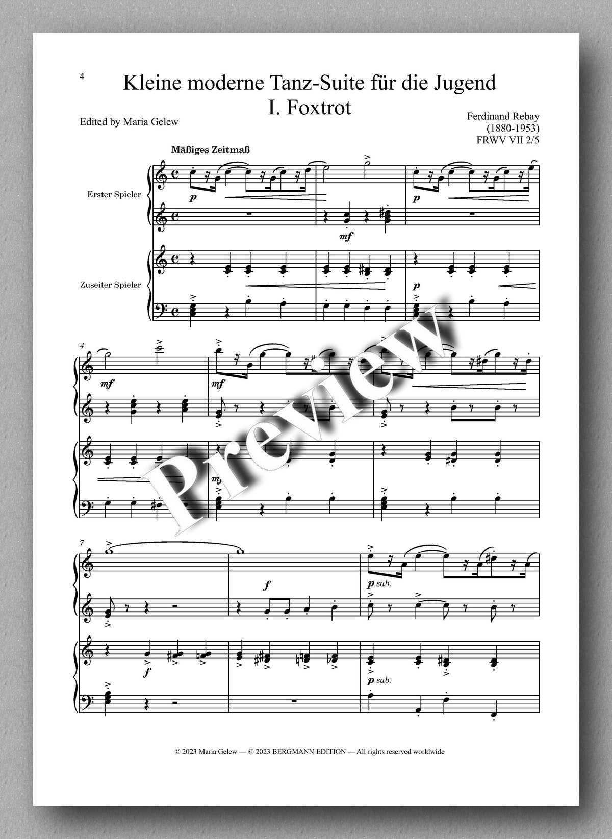 Ferdinand Rebay, Kleine moderne Tanz-Suite für die Jugend - preview of the music score 1