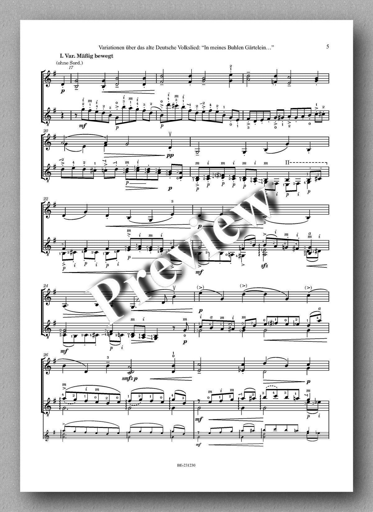 Ferdinand Rebay, Variationen über das alte Deutsche Volkslied: “In meines Buhlen Gärtelein…” - preview of the music score 2
