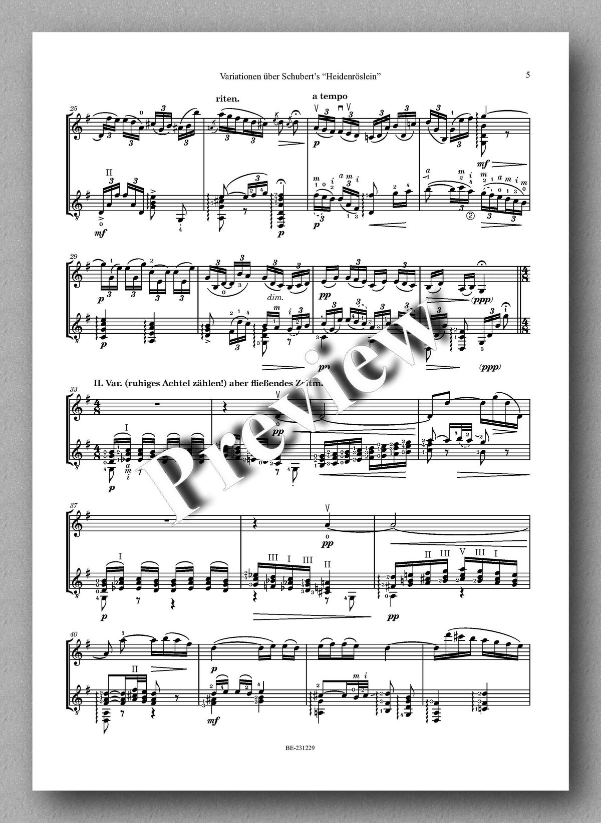 Ferdinand Rebay, Variationen über Schubert’s “Heidenröslein” - preview of the music score 2