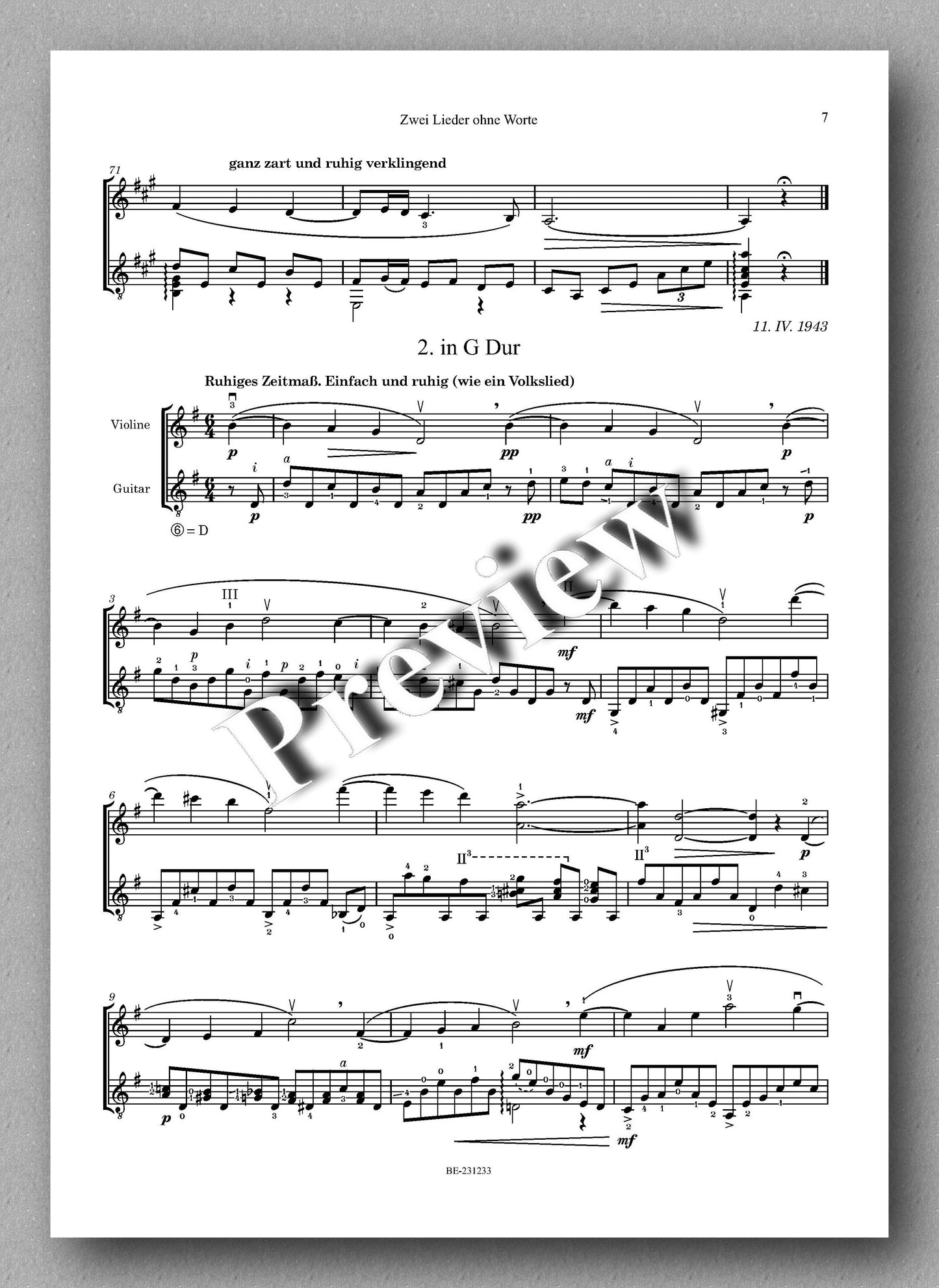 Ferdinand Rebay, Zwei Lieder ohne Worte - preview of the music score 2