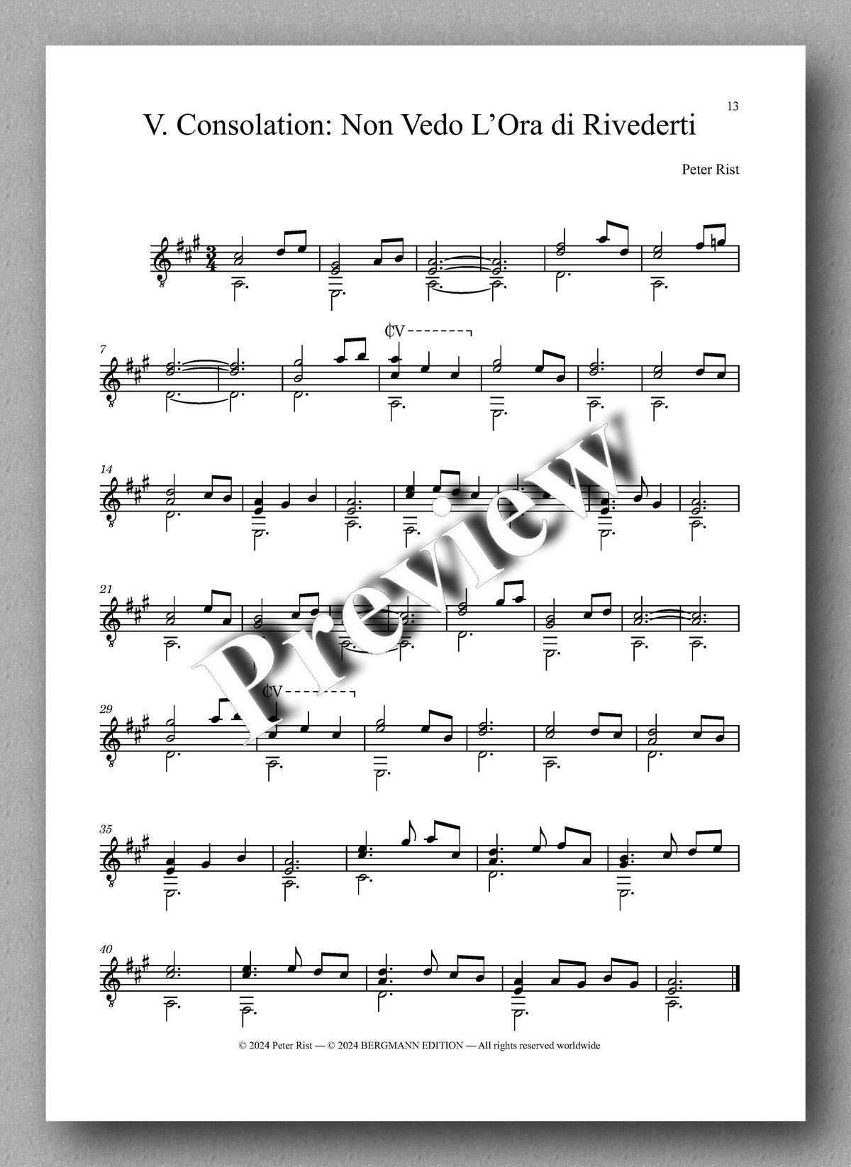 In Memory of Alberto Bernardini by Peter Rist - preview of the music score 3