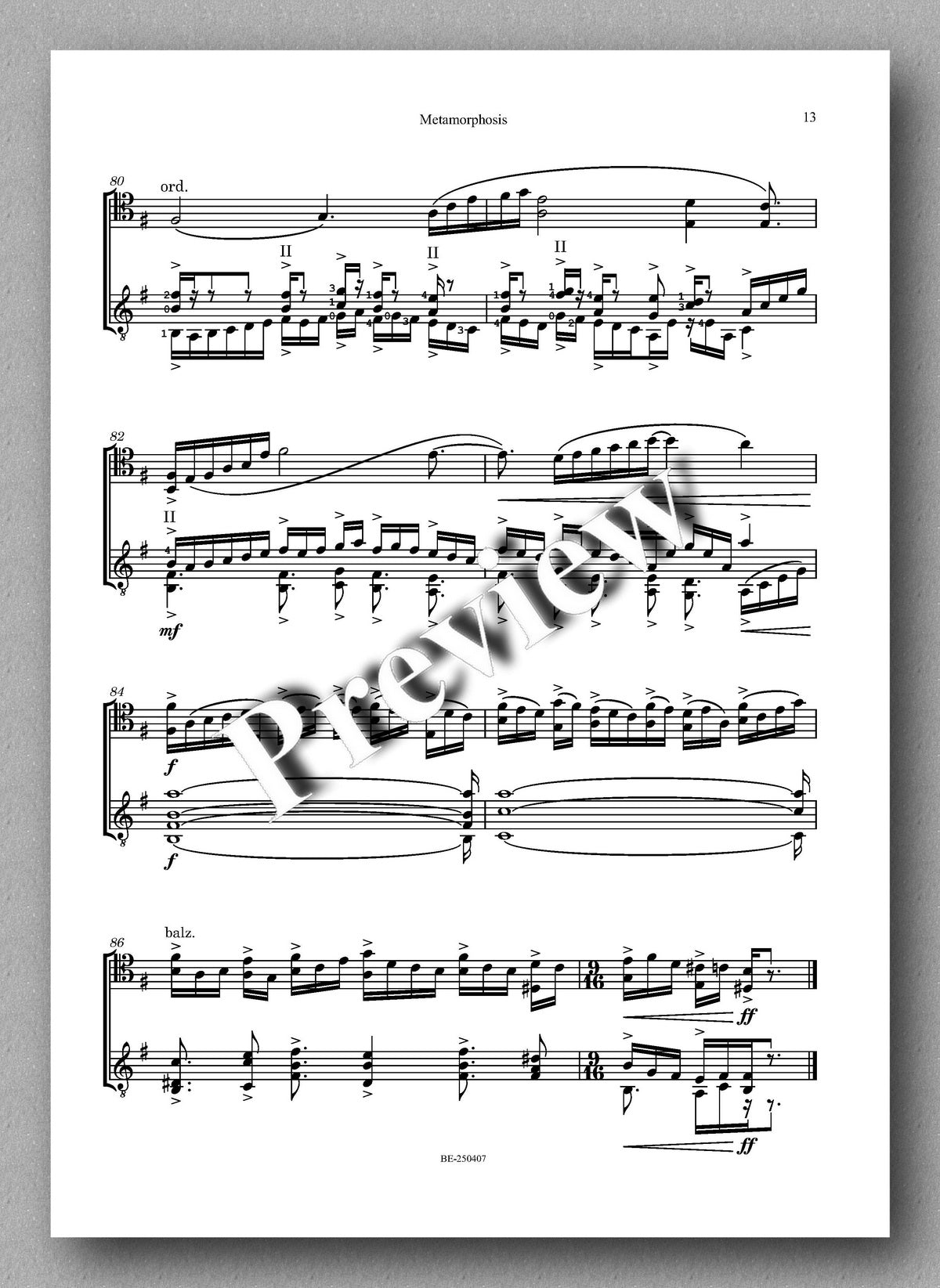 Luigi Scarpa, Metamorphosis, For cello and guitar - preview of the music score 3