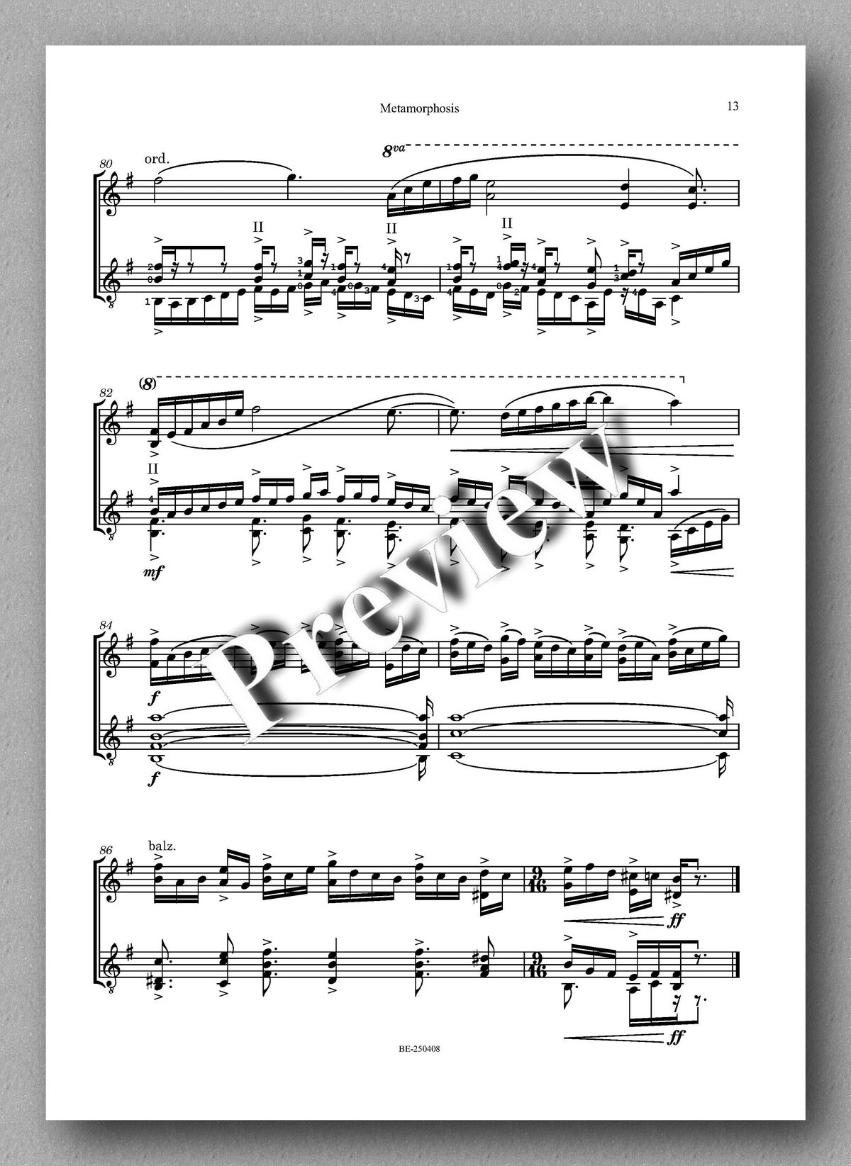 Luigi Scarpa, Metamorphosis. For violin and guitar - preview of the music score 3