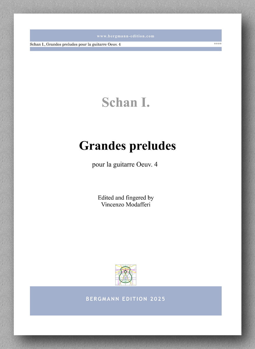 Music sheet cover for 'Grandes preludes' by Schan I. with Bergmann Edition branding.