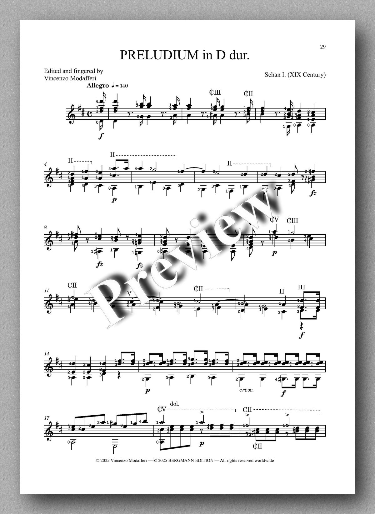 Sheet music for 'Preludium in D dur.' with a 'Preview' watermark on a gray background.