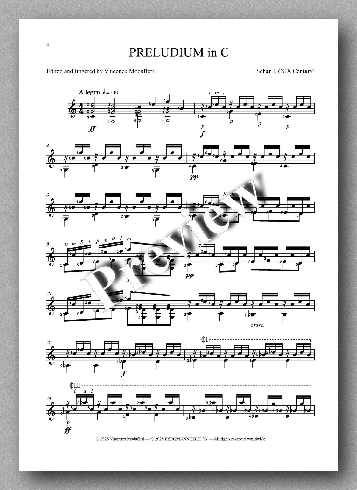Sheet music for 'Preludium in C' by Vicentio Modolell on a white background