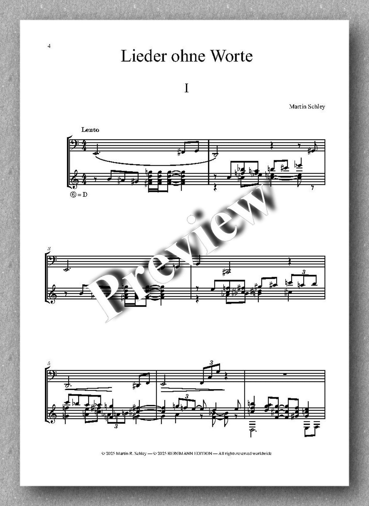 Sheet music for 'Lieder ohne Worte' by Martin Schley on a white background