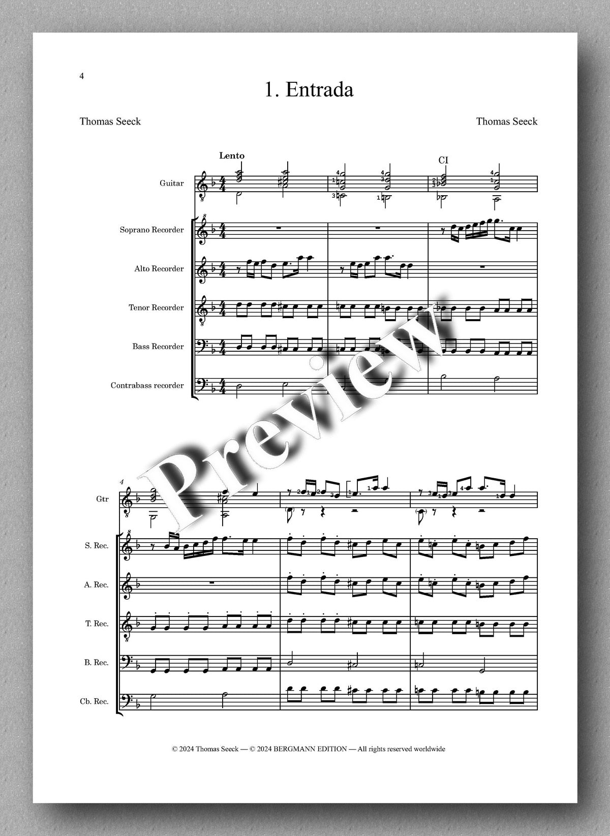 Thomas Seeck, ENTRADA - preview of the music score 1