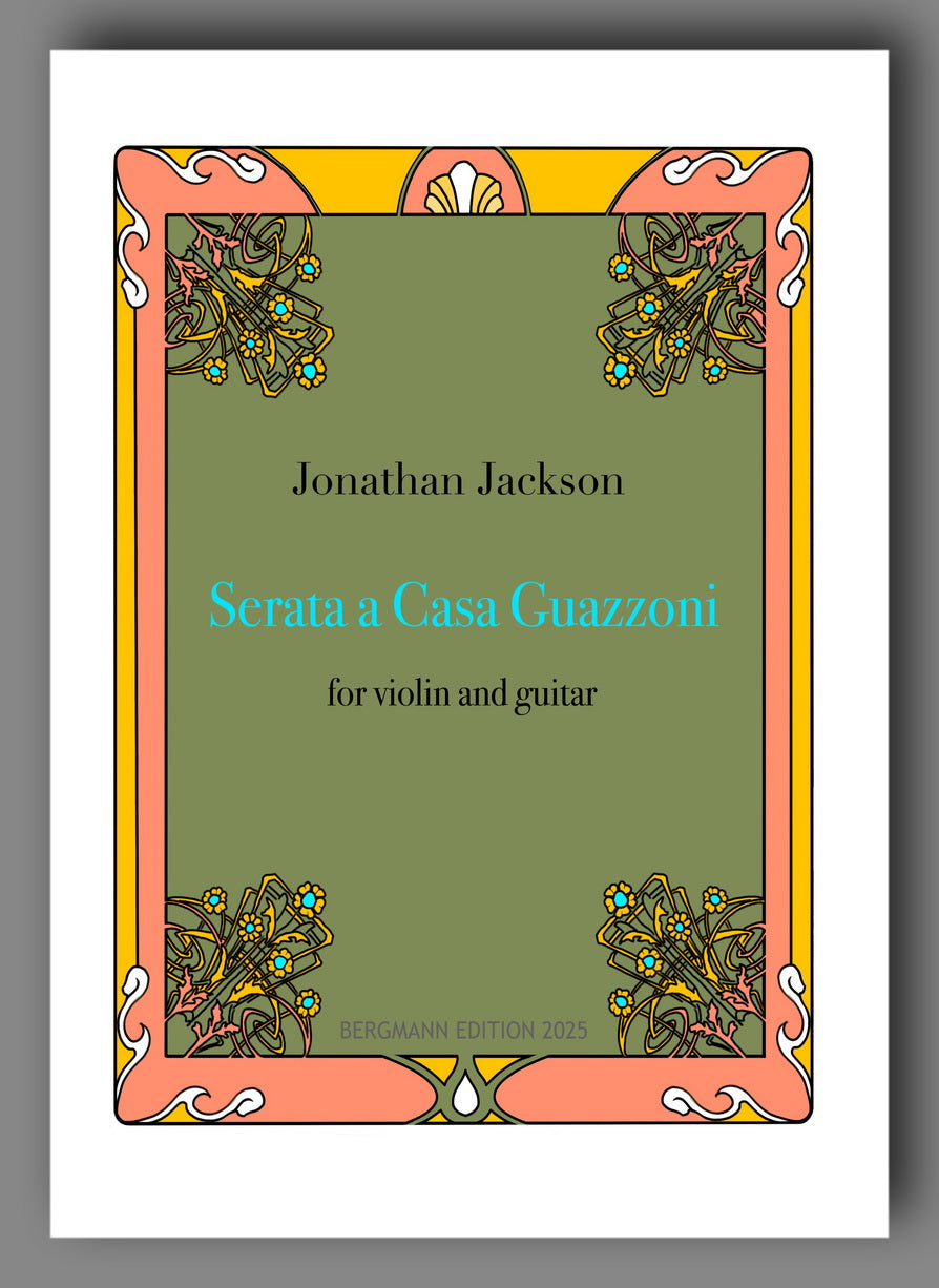 Sheet music cover for 'Serata a Casa Guazzoni' by Jonathan Jackson, featuring decorative border and text.